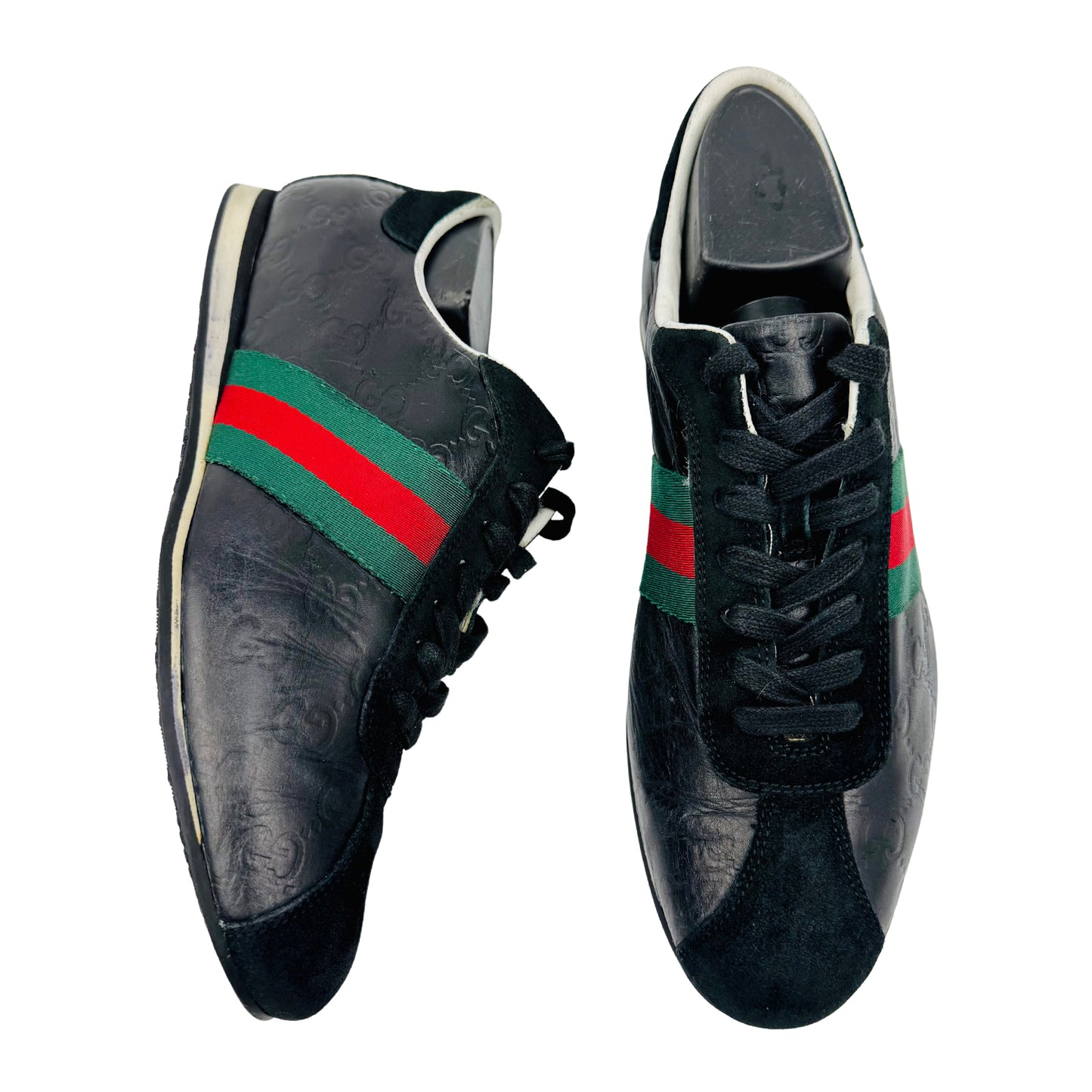 Gucci Men's Black Leather Suede Sneakers (Size 39.5/40)