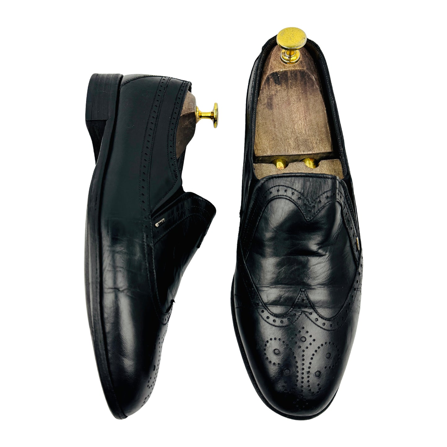 Bally Men's Black Leather Wingtip Loafers (Size 42)