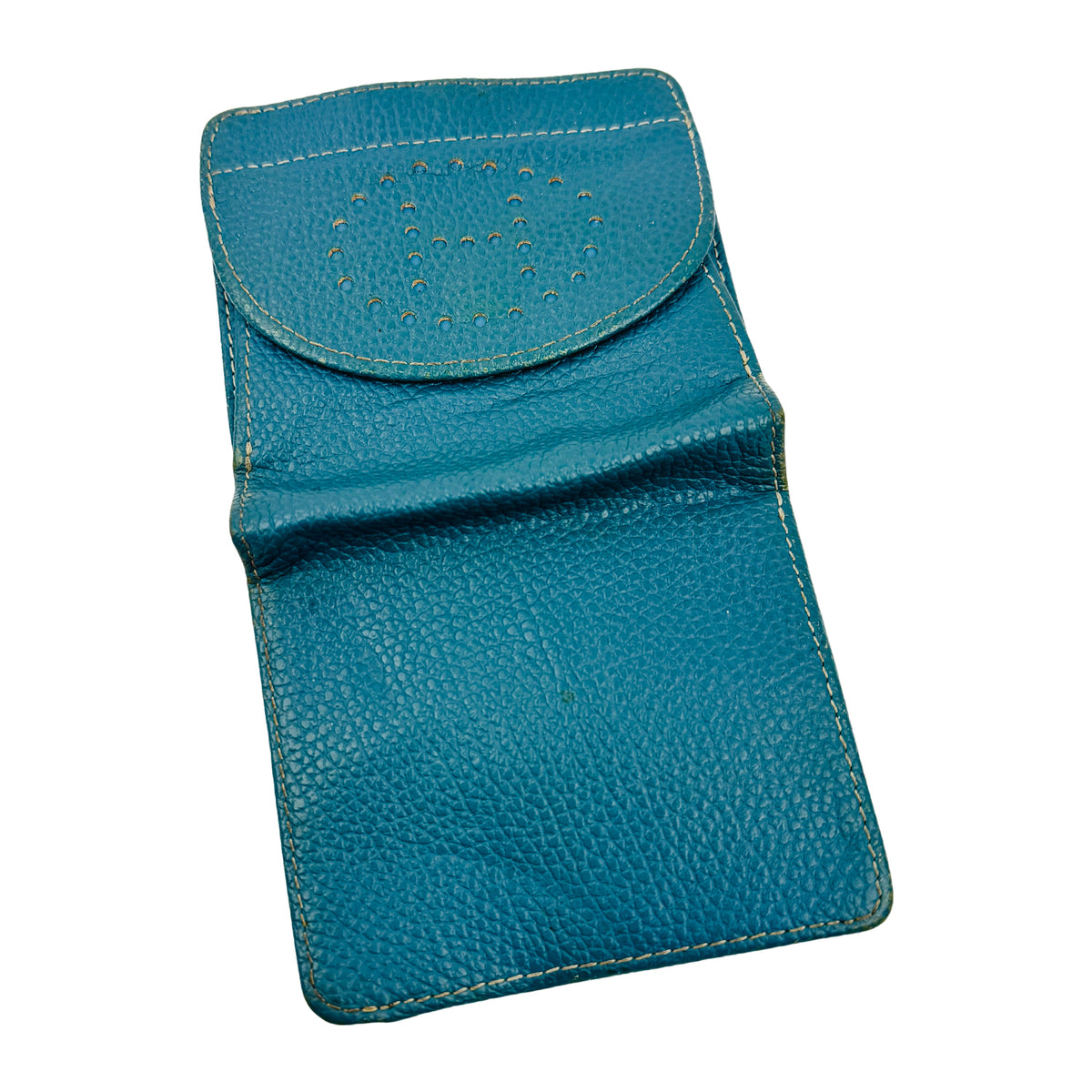 Hermes Evelyne Compact Teal Blue Leather Wallet