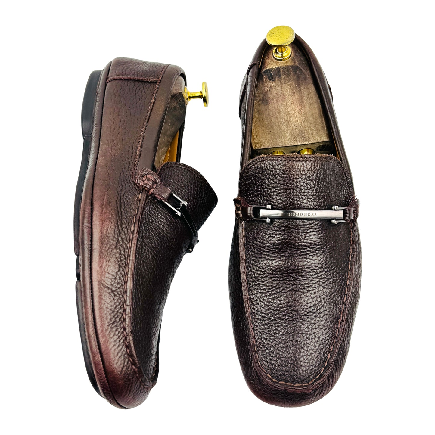 Hugo Boss Noel Brown Leather Loafers (Size 42) - 50503622