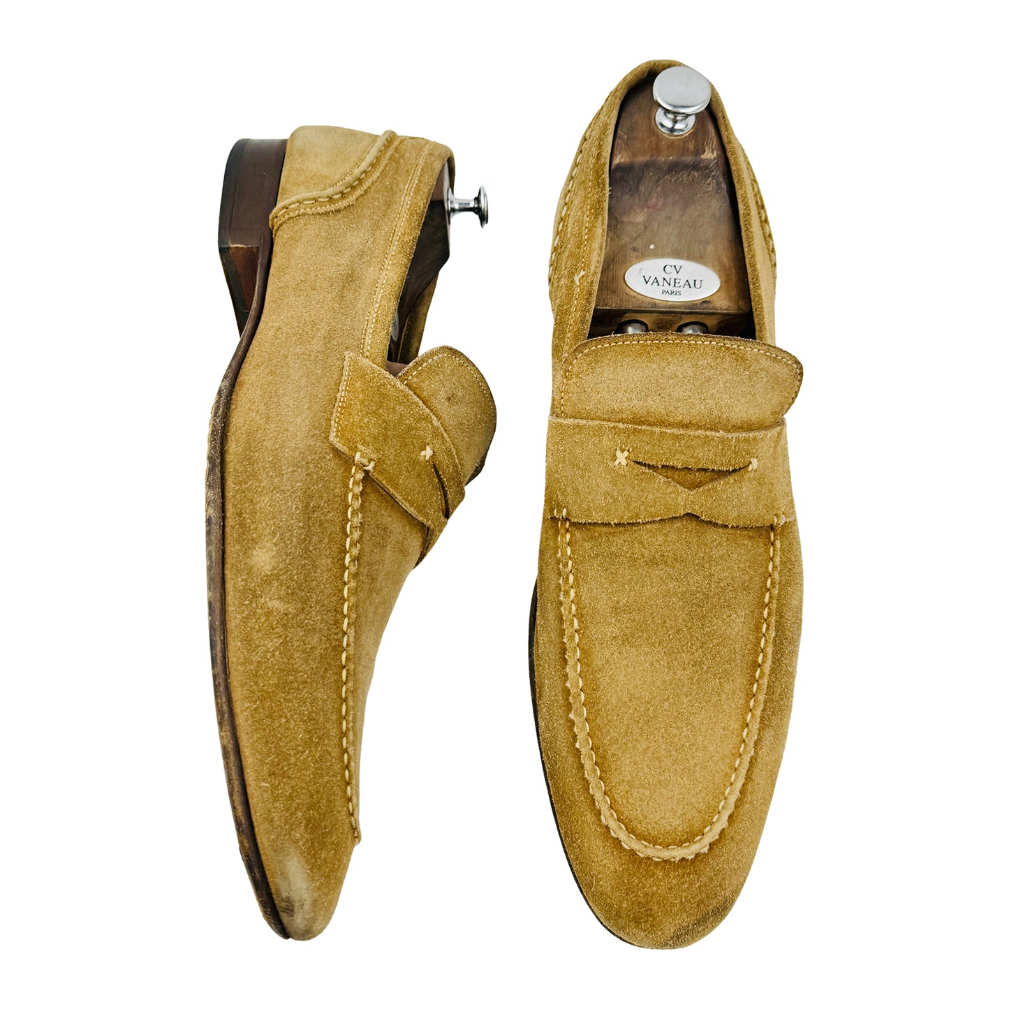 Magnanni Men's Tan Suede Penny Loafers (Size 47)