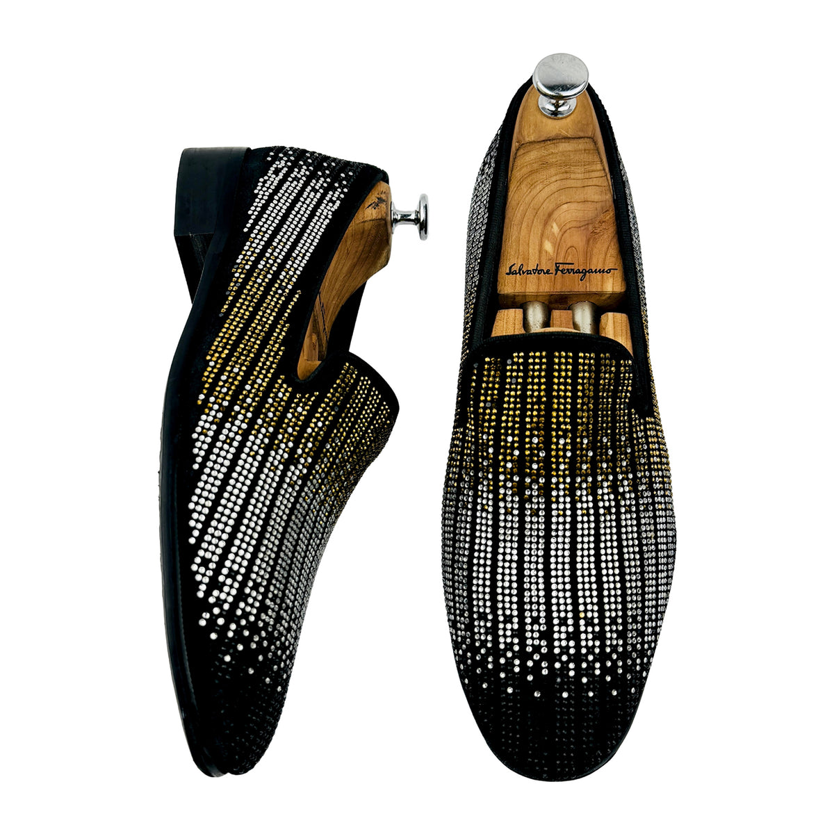 Giuseppe Zanoti Black Leather Embellished Loafers (Size 42)