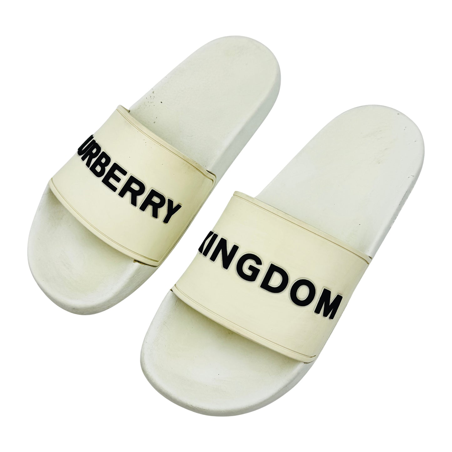 Burberry Kingdom Motif White Slides (Size 39)
