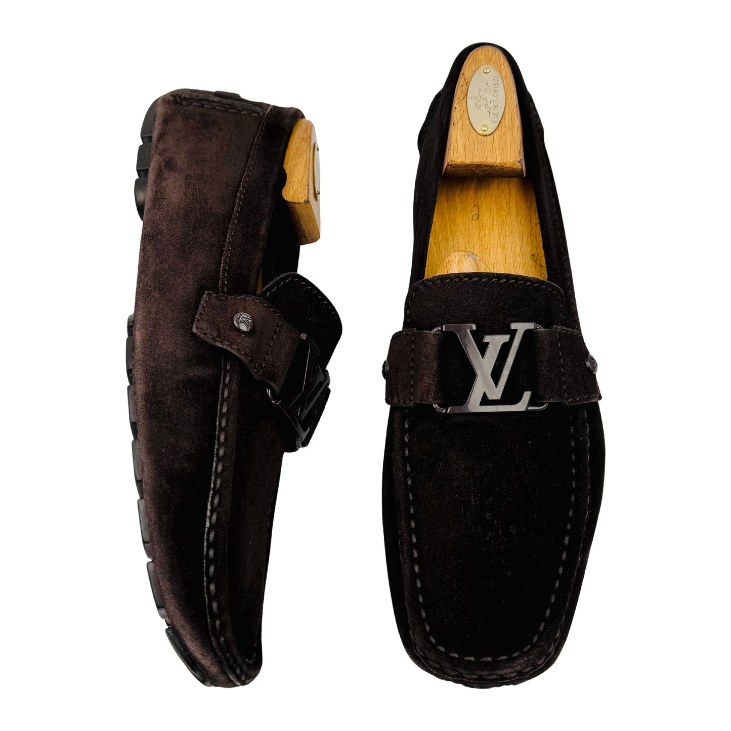 Louis Vuitton Monte Carlo Dark Brown Suede Loafers (Size 42.5)