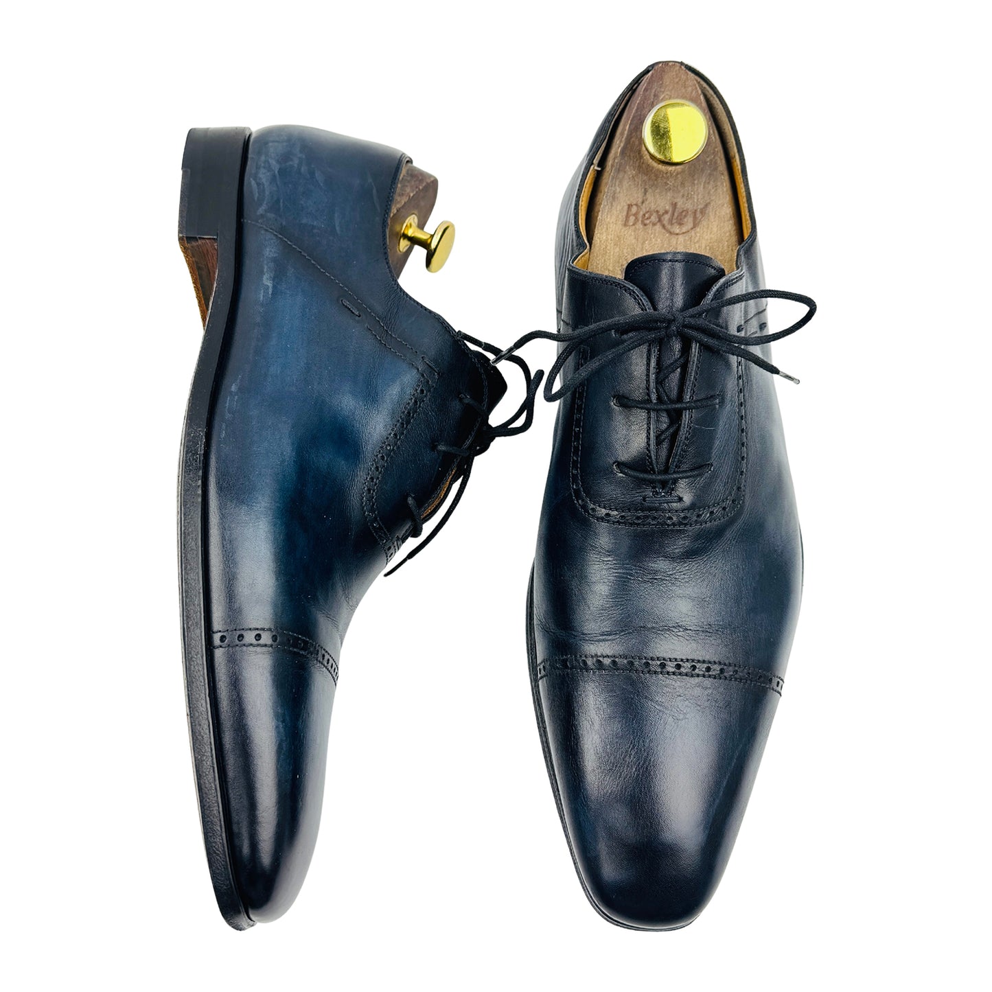 Magnanni Men's Navy Blue Leather Oxfords (Size 42)