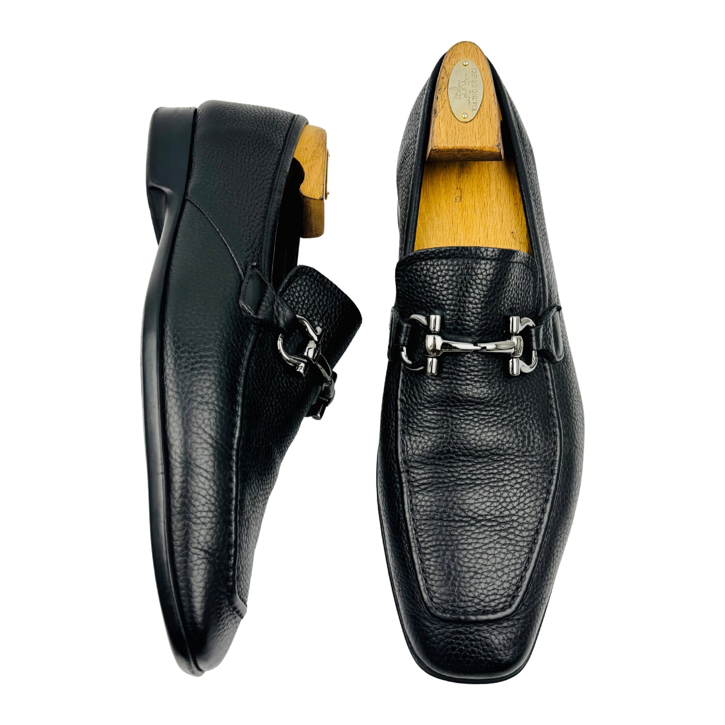 Salvatore Ferragamo Black Pebbled Leather Loafers (Size 43/43.5)
