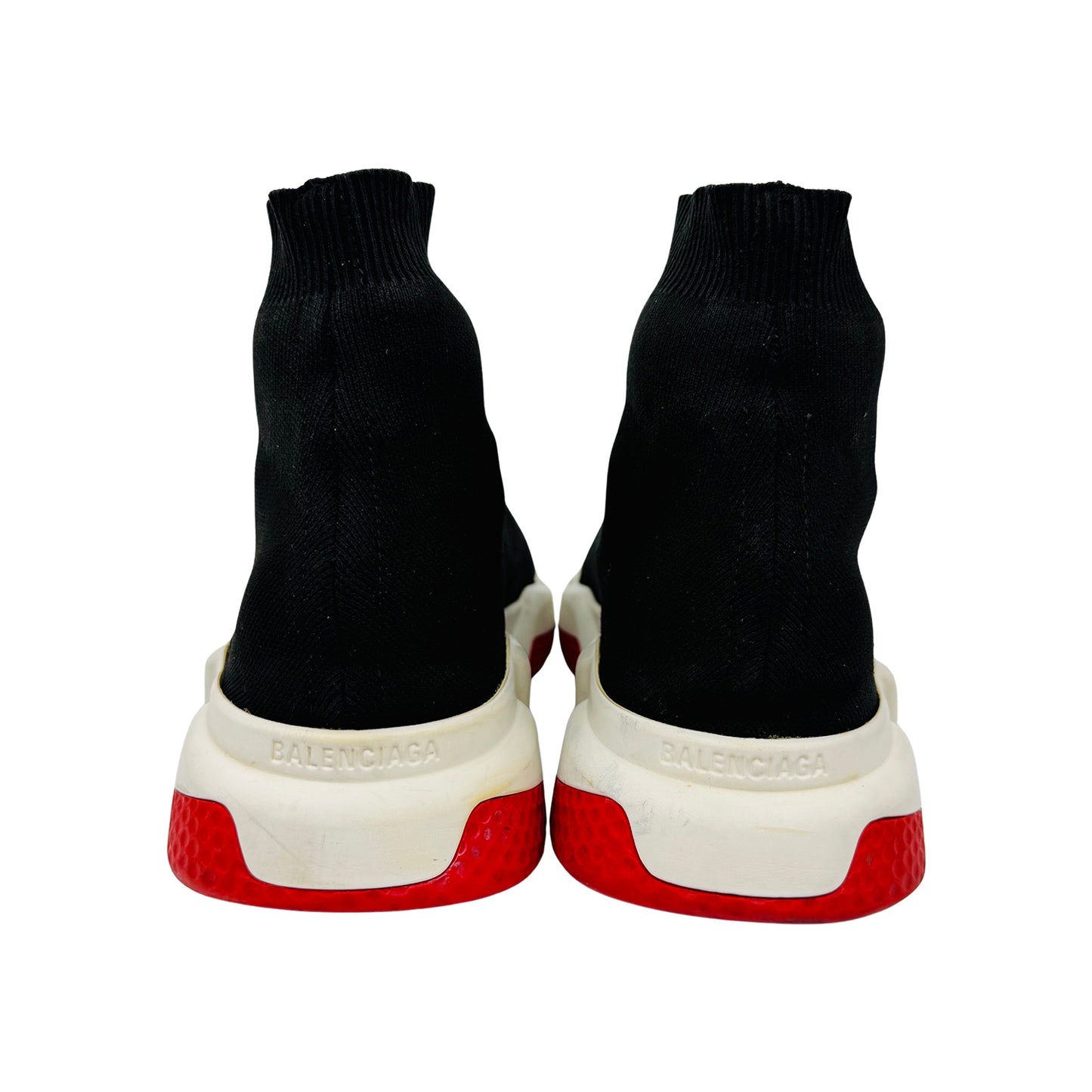 Balenciaga Men's Speed Trainer 'Black White Red' Shoes (Size 43)
