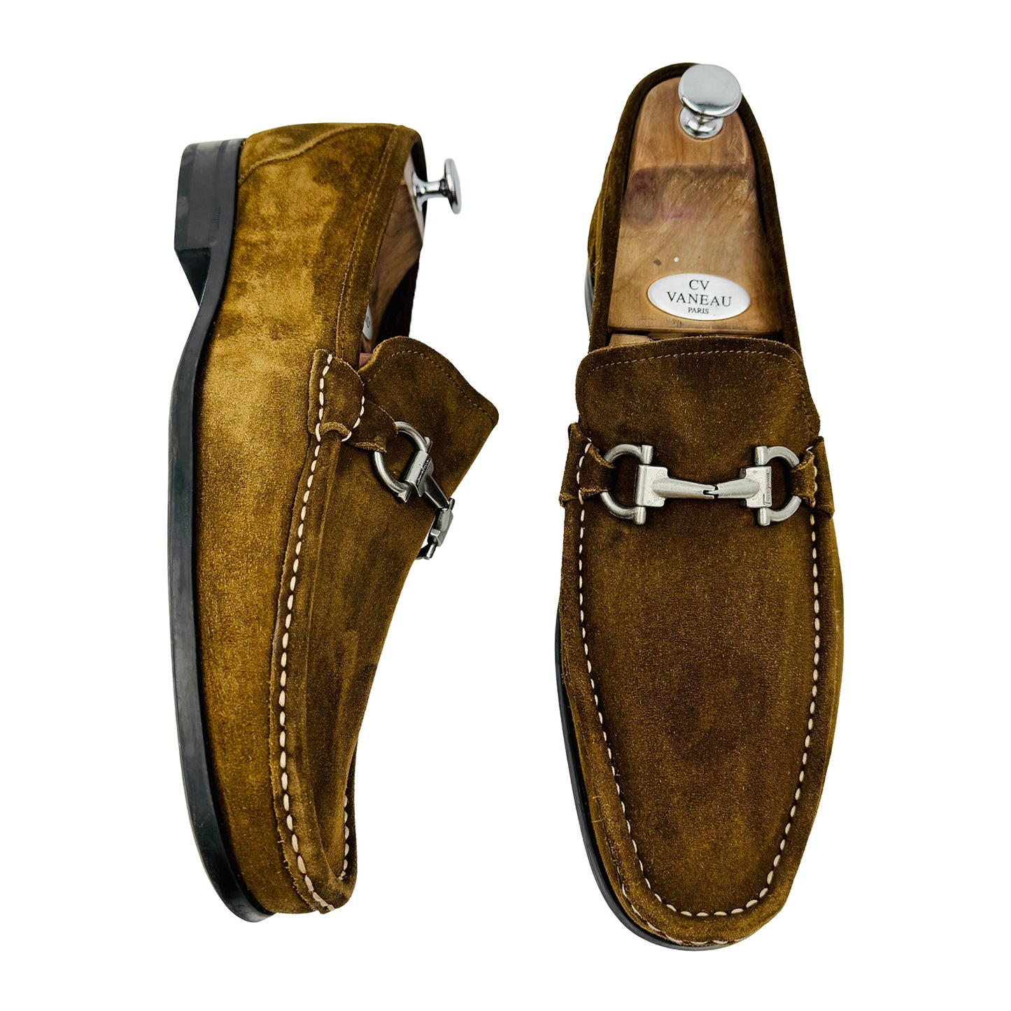 Salvatore Ferragamo Gancini Bit Suede Loafers (Size 44/44.5)