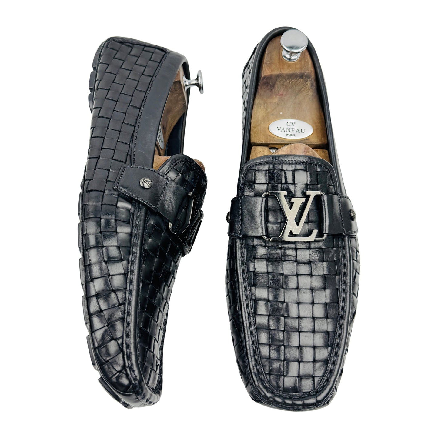 Louis Vuitton Monte Carlo Black Woven Leather Loafers (Size 45/45.5)