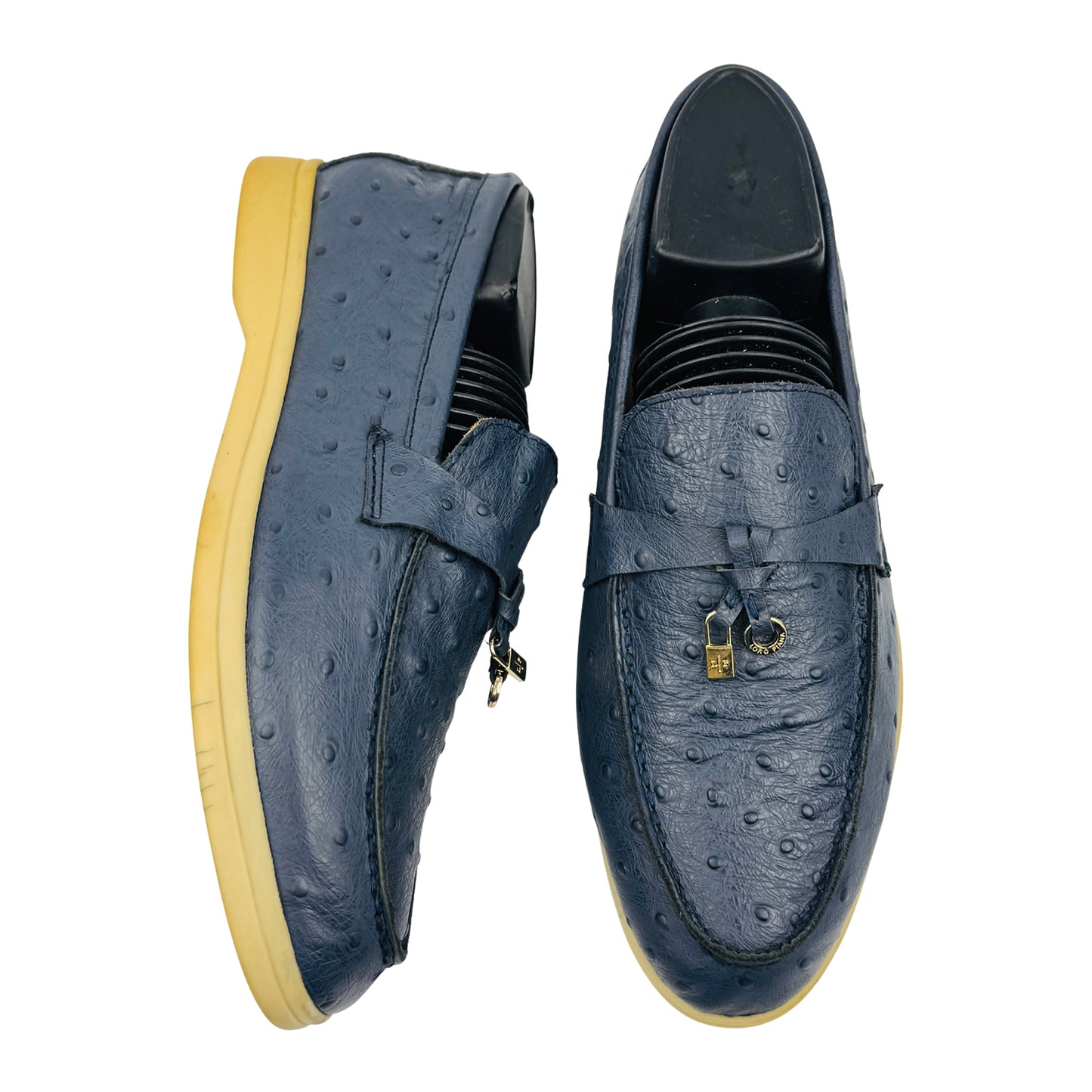 Loro Piana Blue Ostrich Leather Loafers (Size 38)