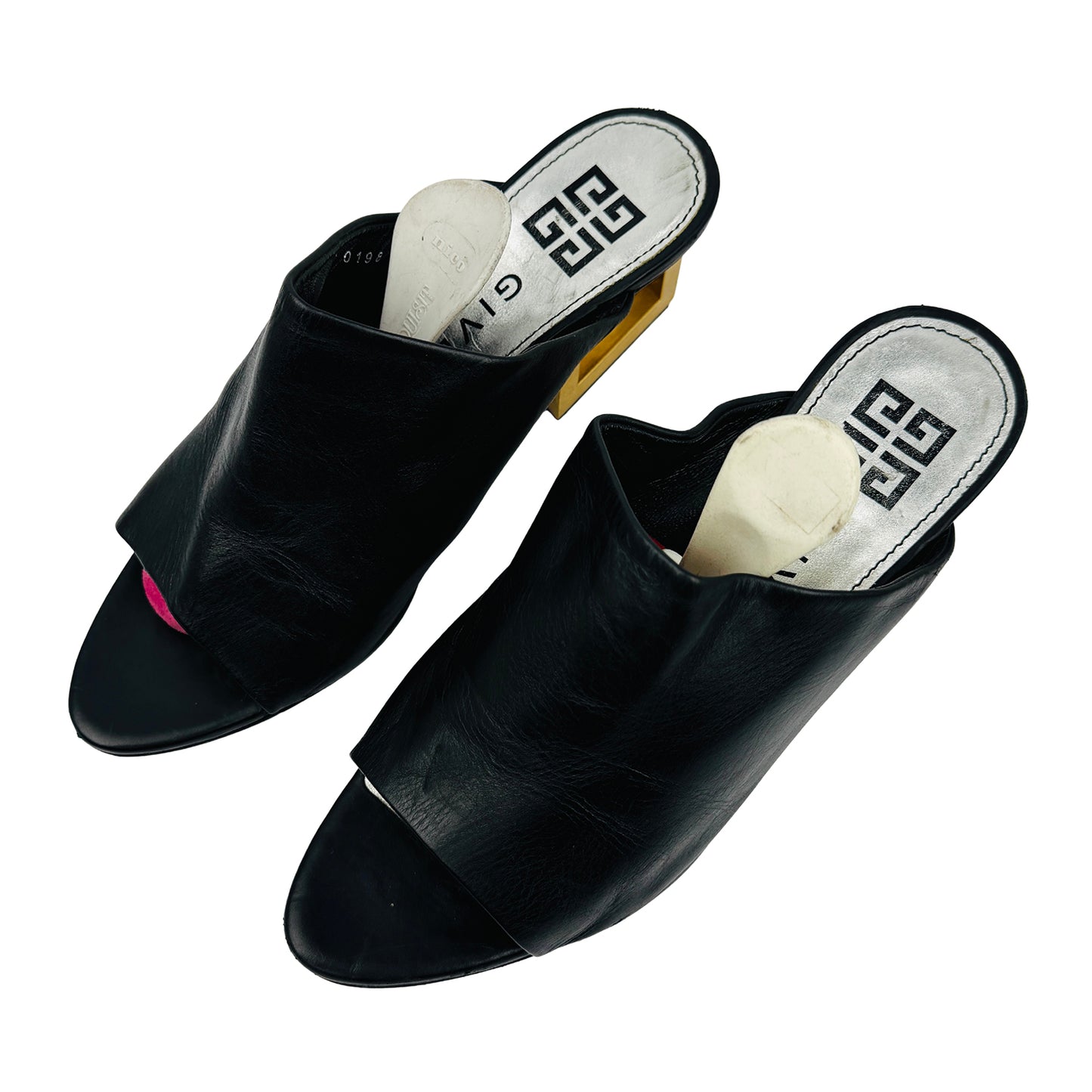 Givenchy G Triangle 'Black Gold' Mule Heels (Size 37)