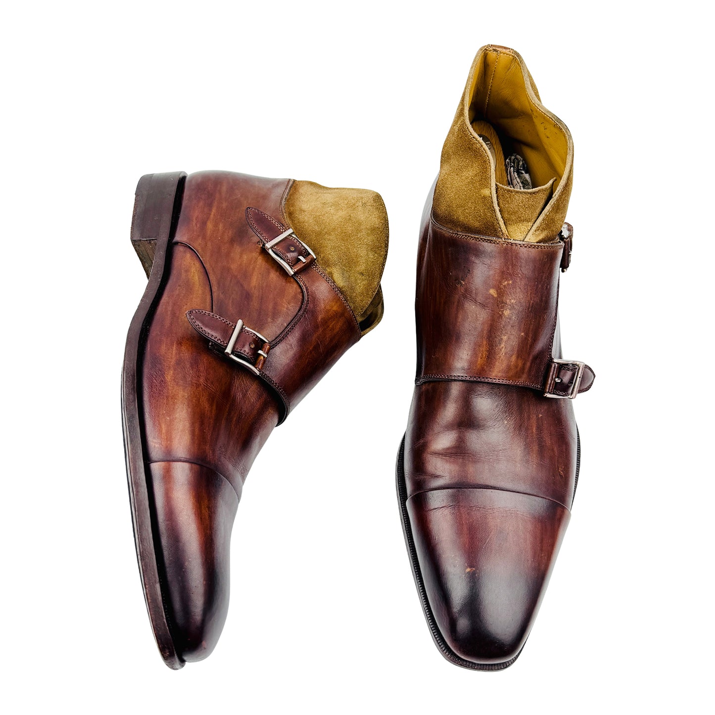 Magnanni Brown Leather Double Monk Strap Boots (Size 43.5)