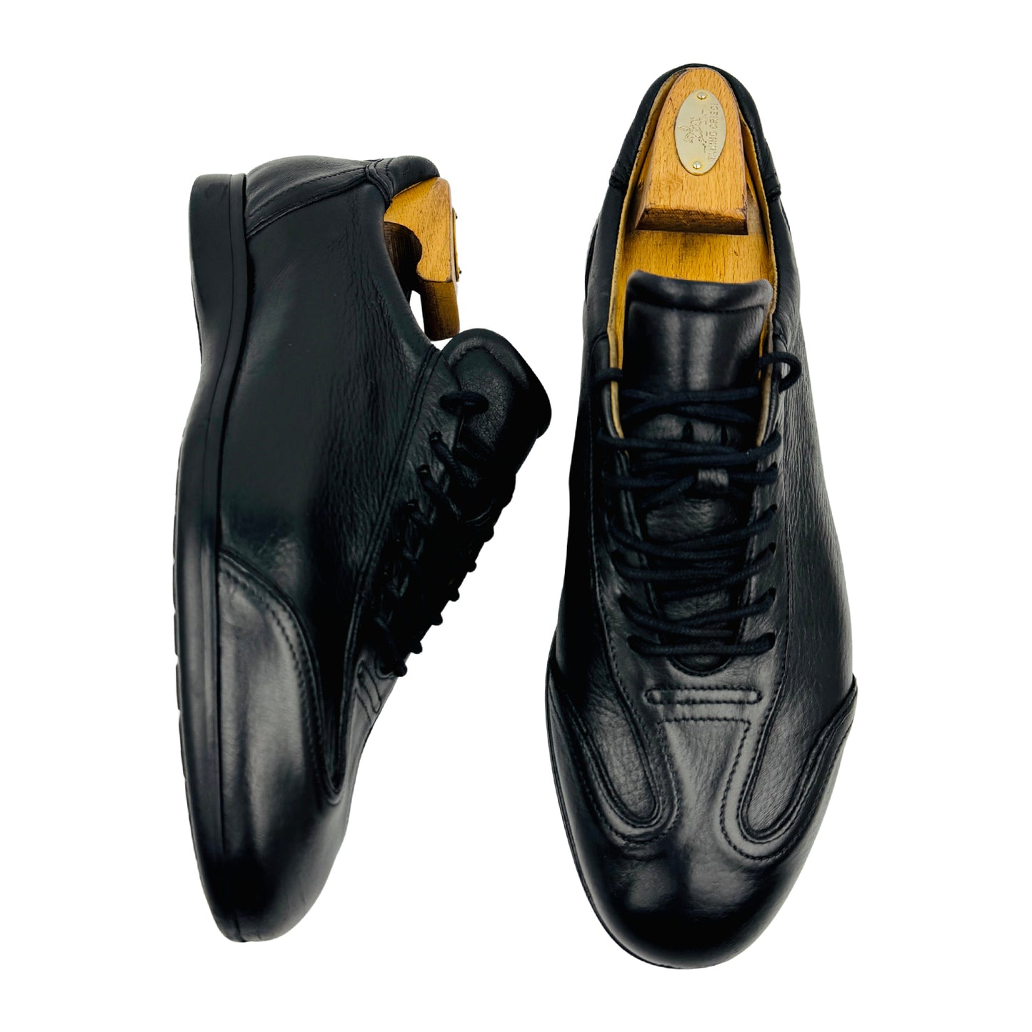 Quarvif Men's Black Leather Sneakers (Size 42/42.5)