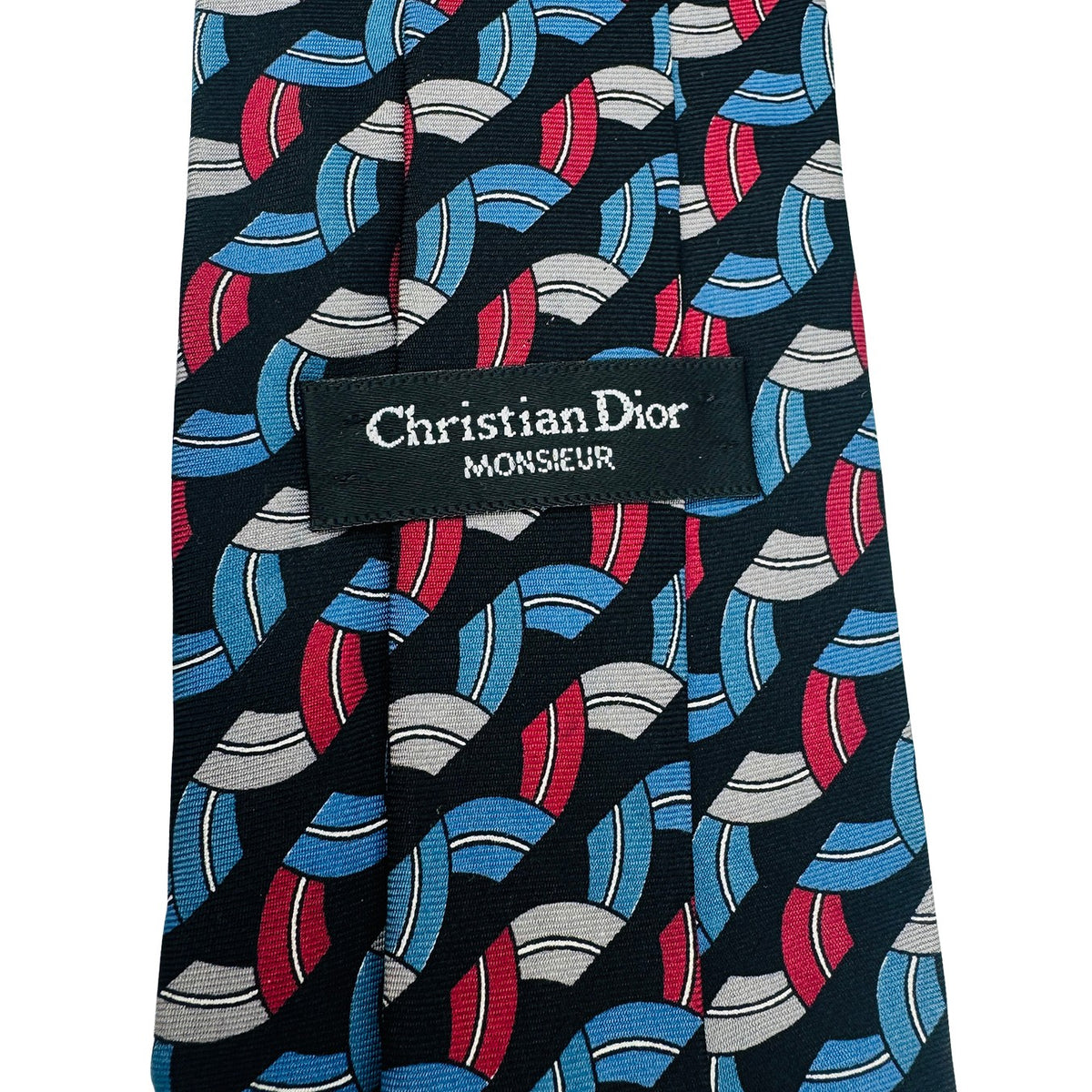 Christian Dior Black 'Curved Motifs' Tie (Size Regular)