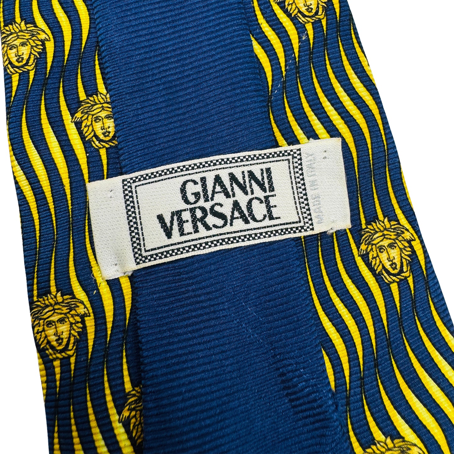 Versace Navy 'Wave Pattern' Silk Tie (Size Regular)