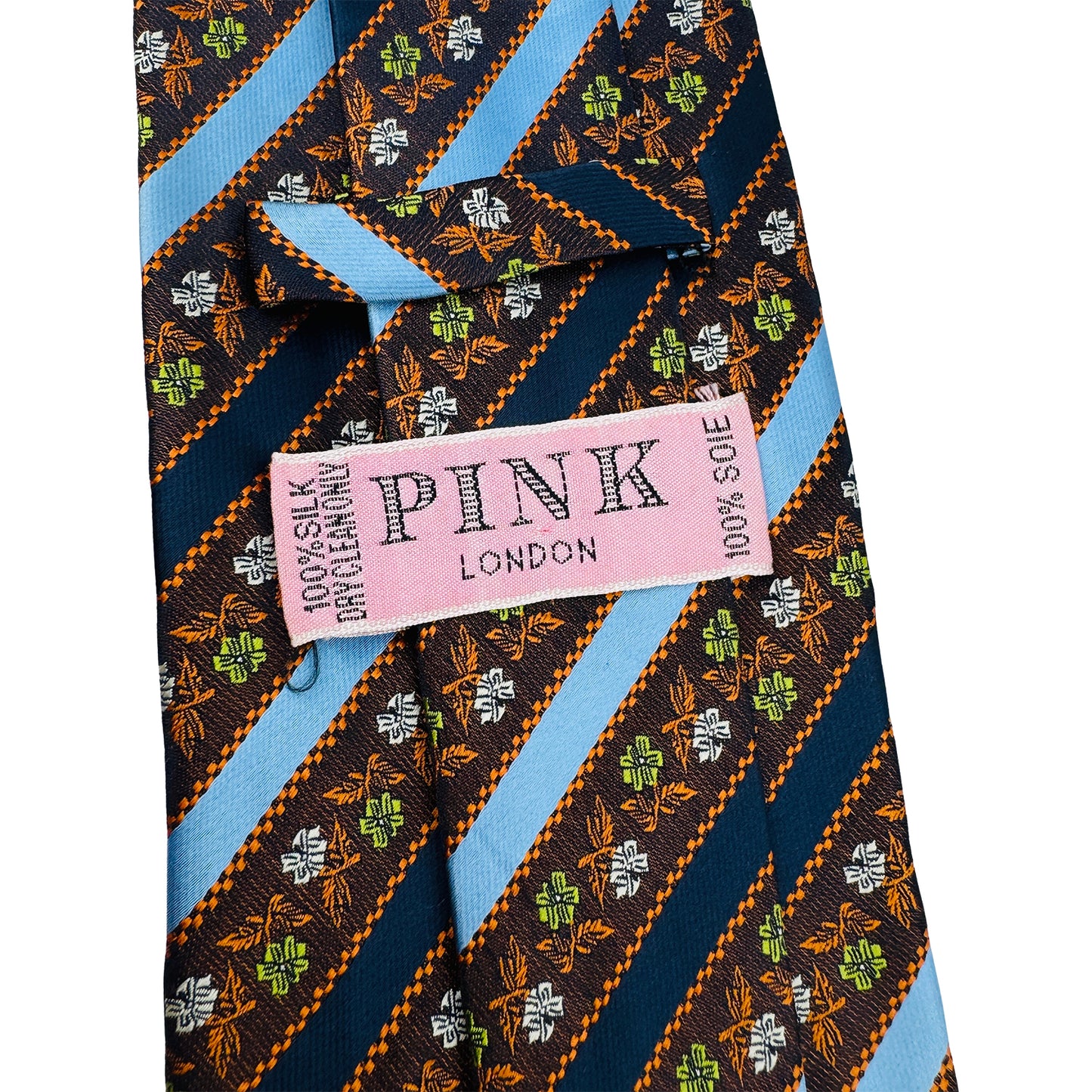 Thomas Pink Navy Blue 'Diagonal Stripes' Tie (Size Regular)