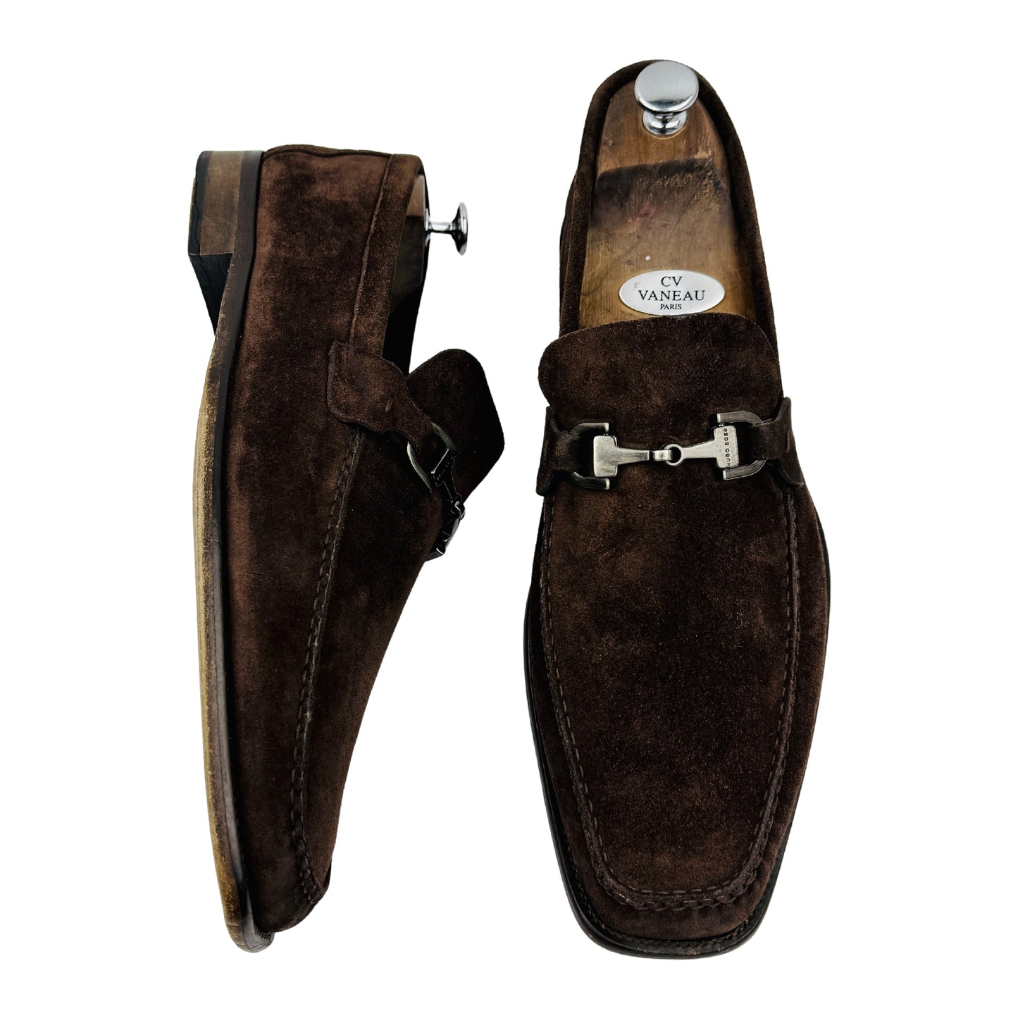 Hugo Boss Men's Dark Brown Suede Bit Loafers (Size 44.5/45)