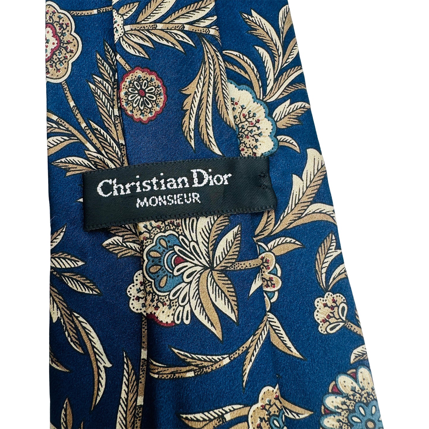 Christian Dior Navy 'Floral Pattern' Tie (Size Regular)