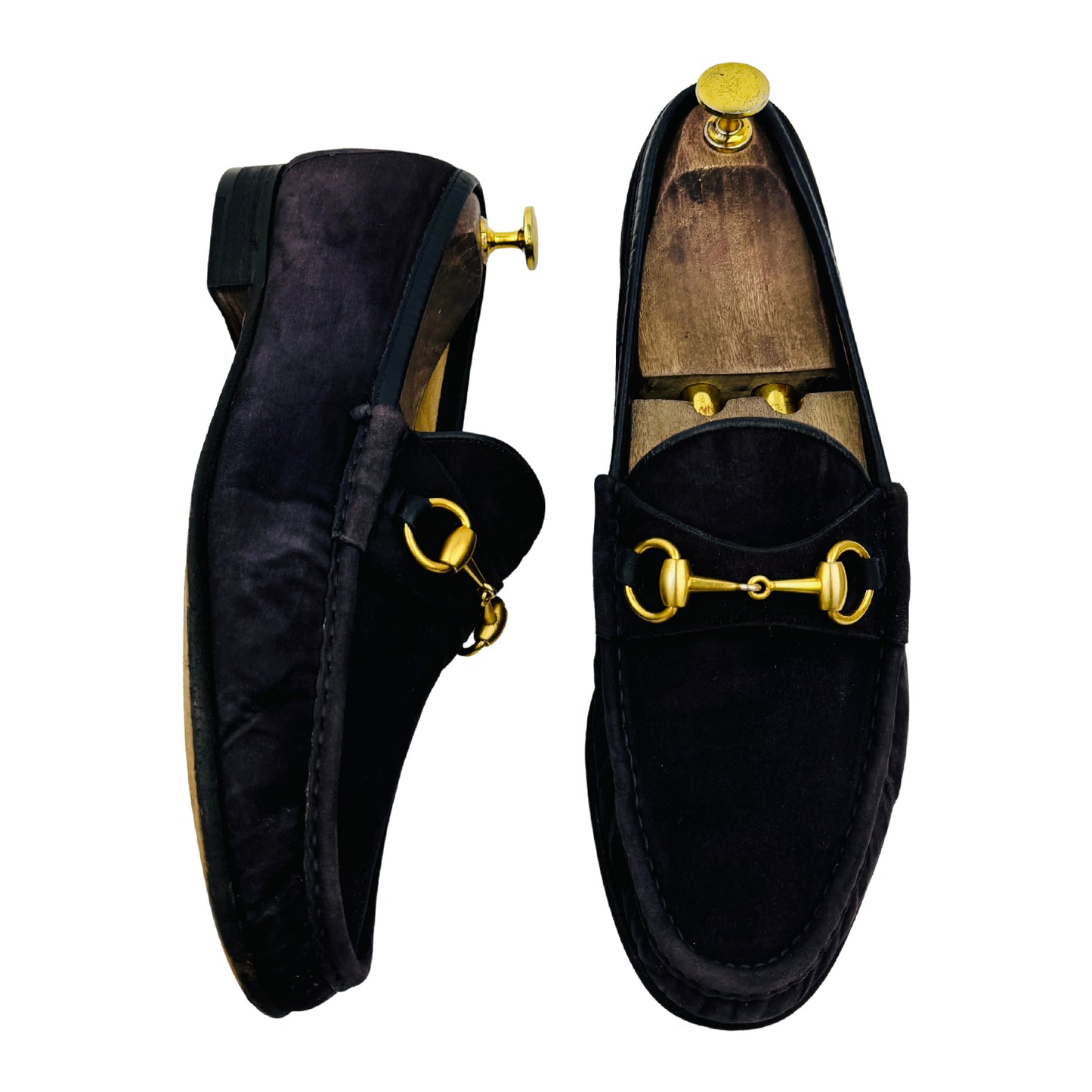 Gucci Men's Navy Suede Horsebit Loafers (Size 42.5) - 110 0009