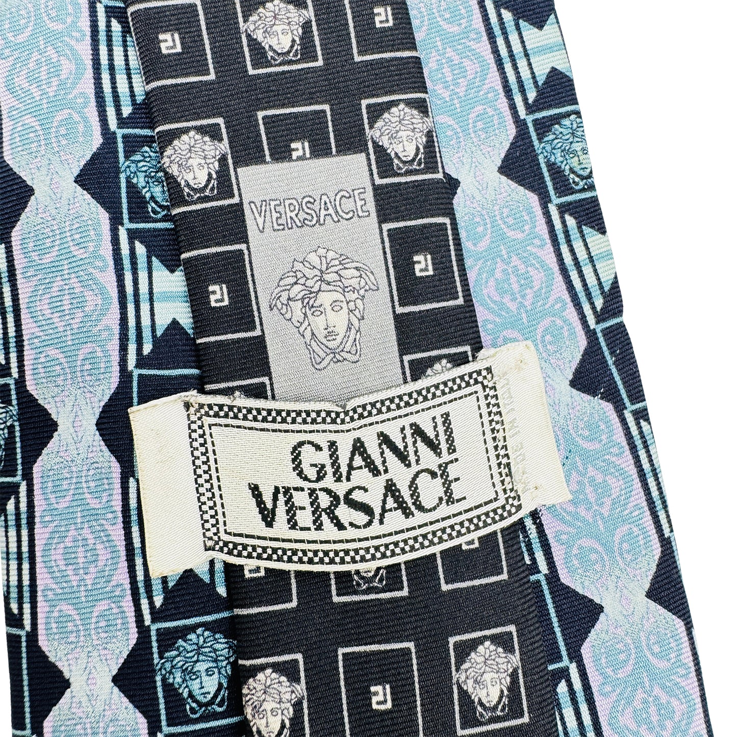 Gianni Versace Light Blue 'Medusa Pattern' Tie (Size Regular)