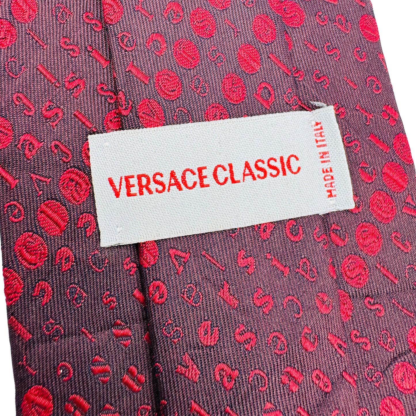 Versace Dark Maroon 'Geometric Pattern' Tie (Size Regular)