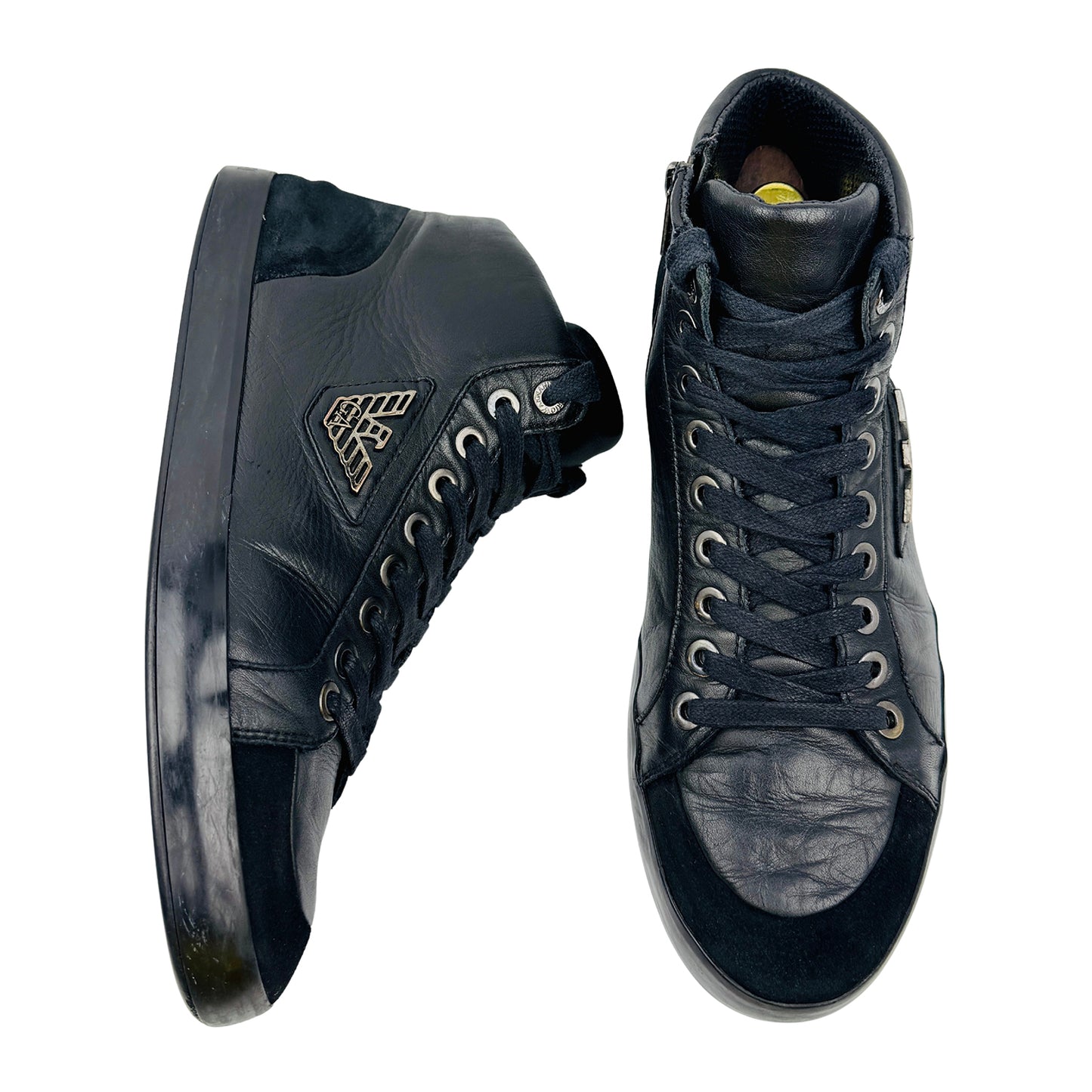 Emporio Armani Black High Top Sneakers (Size 44)