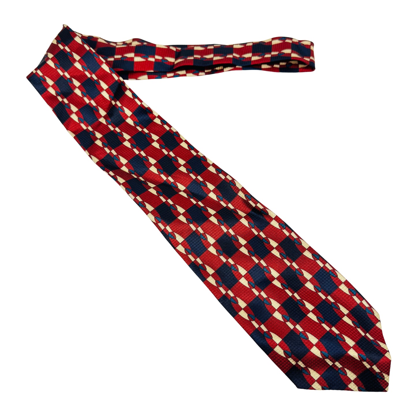 Versace Red Navy 'Geometric Abstract Pattern' Tie (Size Regular)