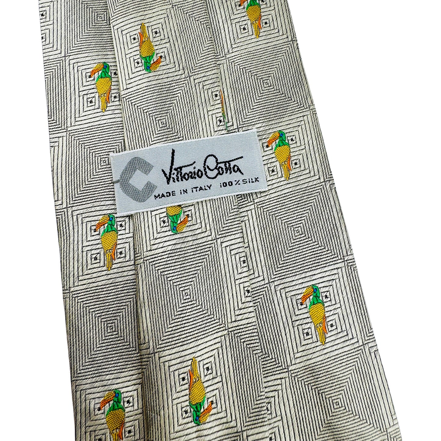 Vittorio Cotta Light Grey 'Bird Motifs' Tie (Size Regular)