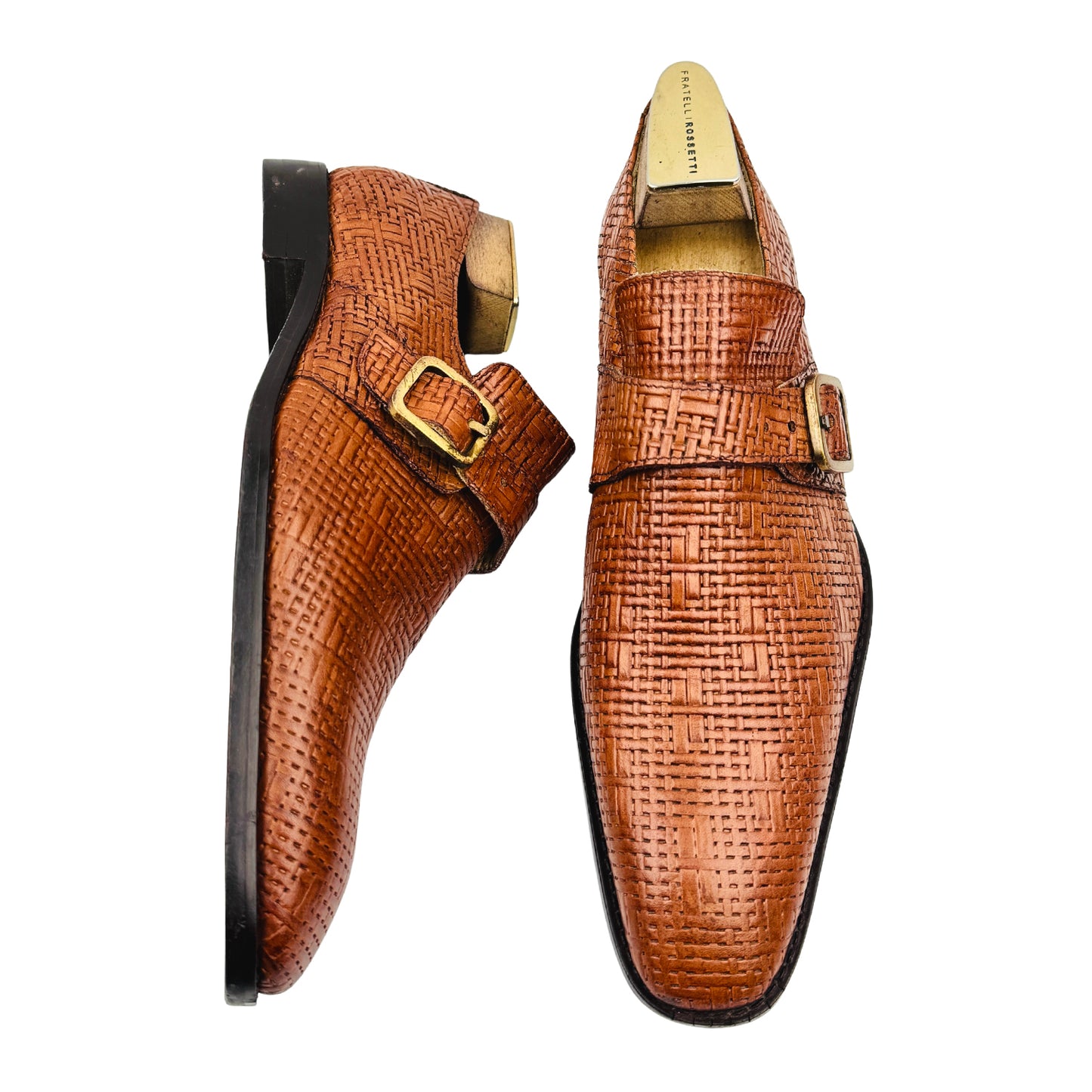 J.M. Weston Basket-Weave Monk-Strap Derby Shoes (Size 45/45.5)
