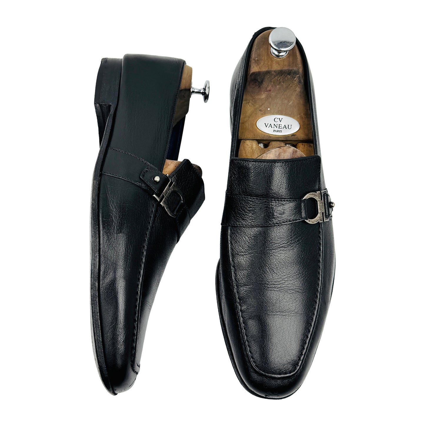Salvatore Ferragamo Men's Black Leather Loafers (Size 44/44.5)