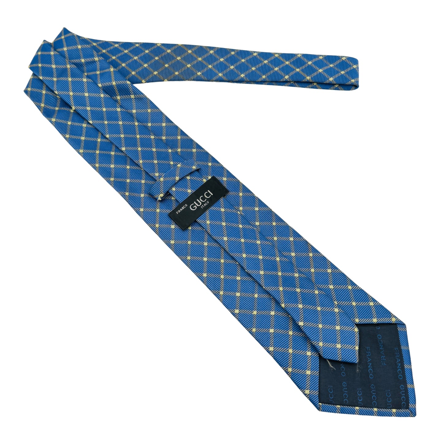 Gucci Blue 'Check Pattern' Tie (Size Regular)