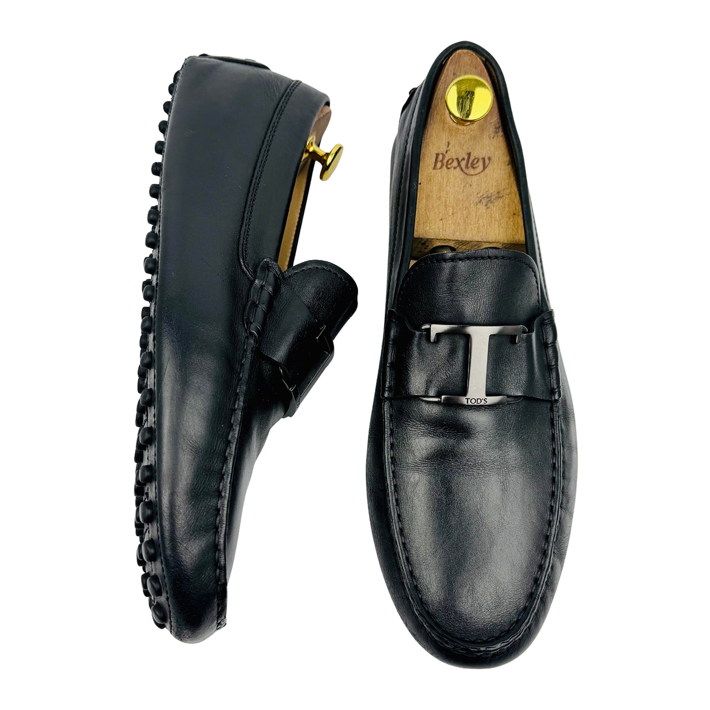 Tod's Men's T Logo Black Leather Loafers (Size 44)