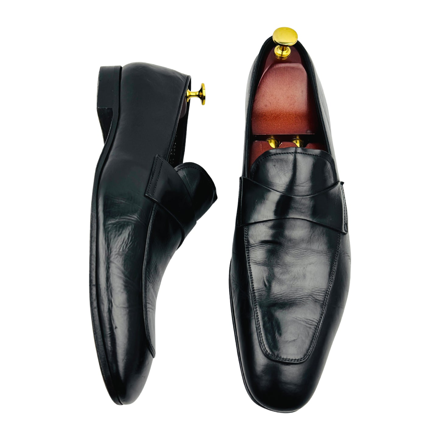 Prada Men's Black Leather Loafers (Size 44)