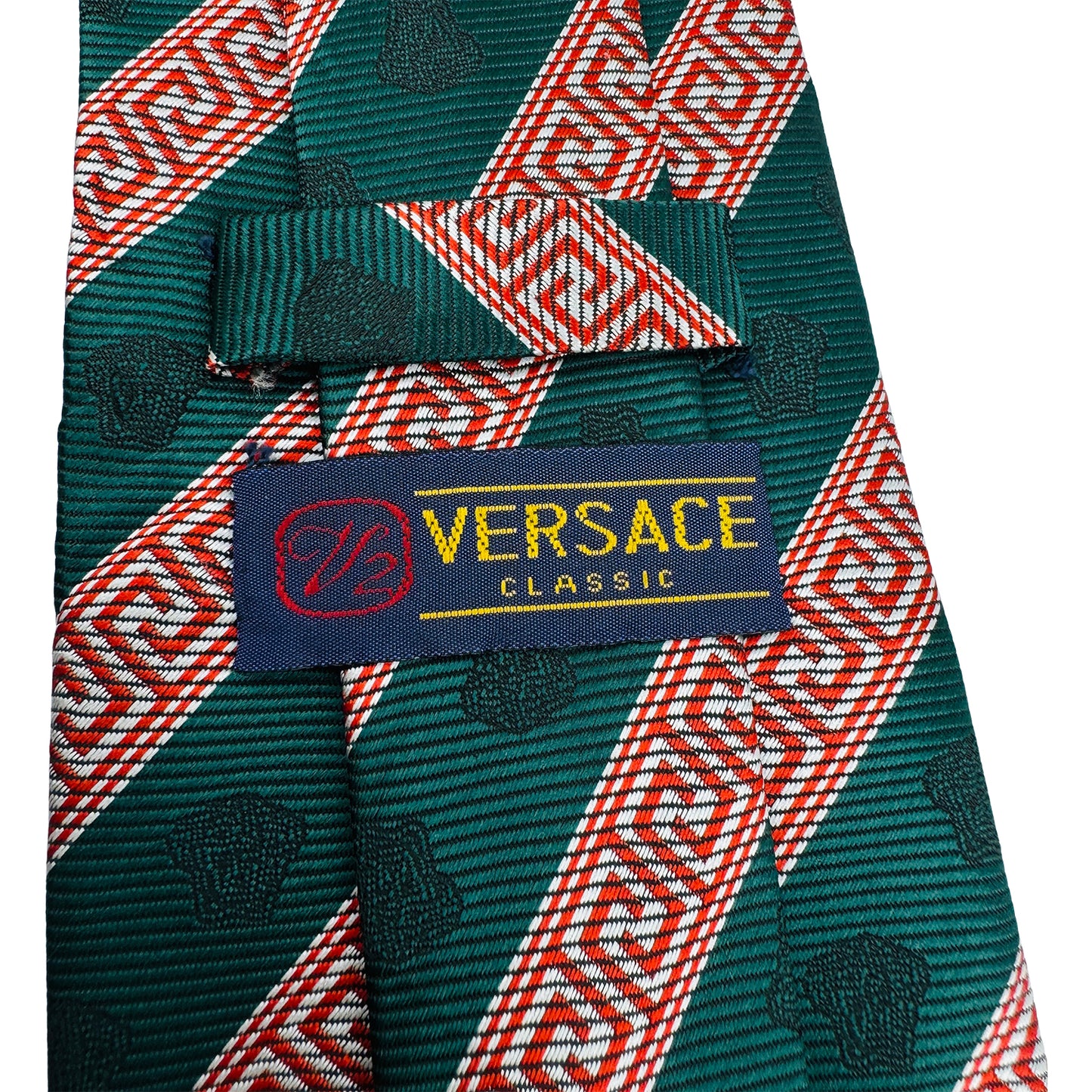 Versace Green 'Diagonal Stripes' Tie (Size Regular)