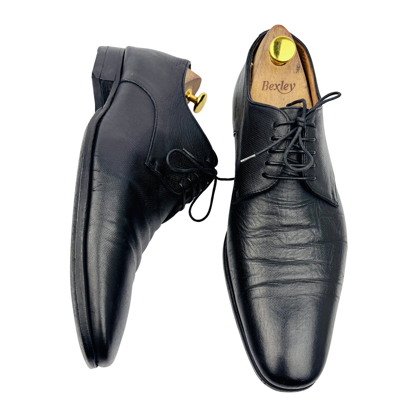 Hugo Boss Men's Black Leather Derby Shoes (Size 43)