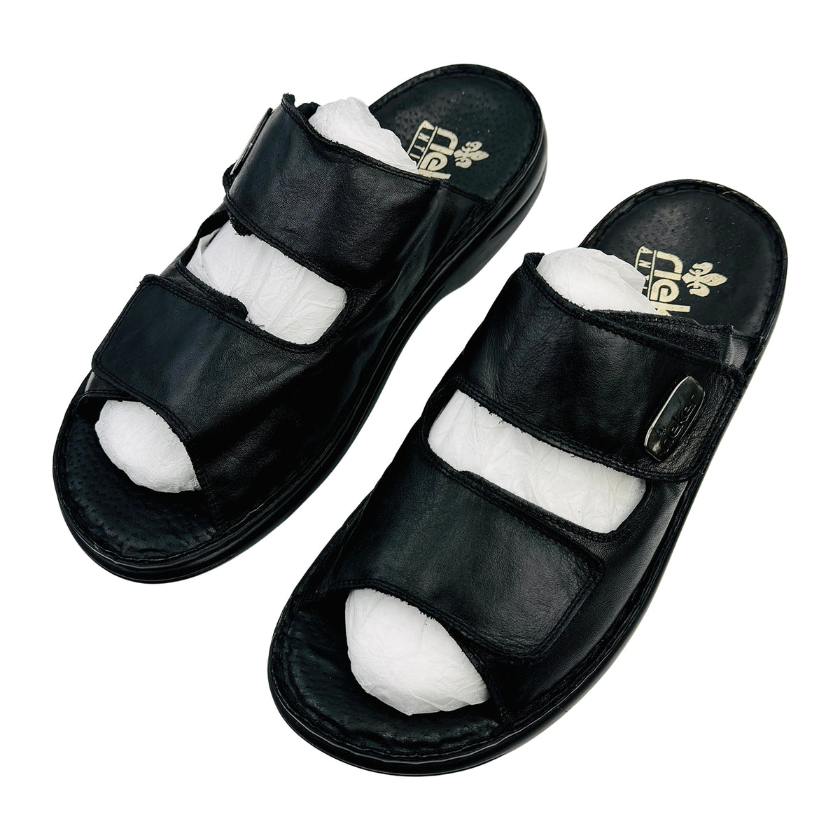 Rieker Men's Black Leather Sandal Slippers (Size 42) - 25590-00