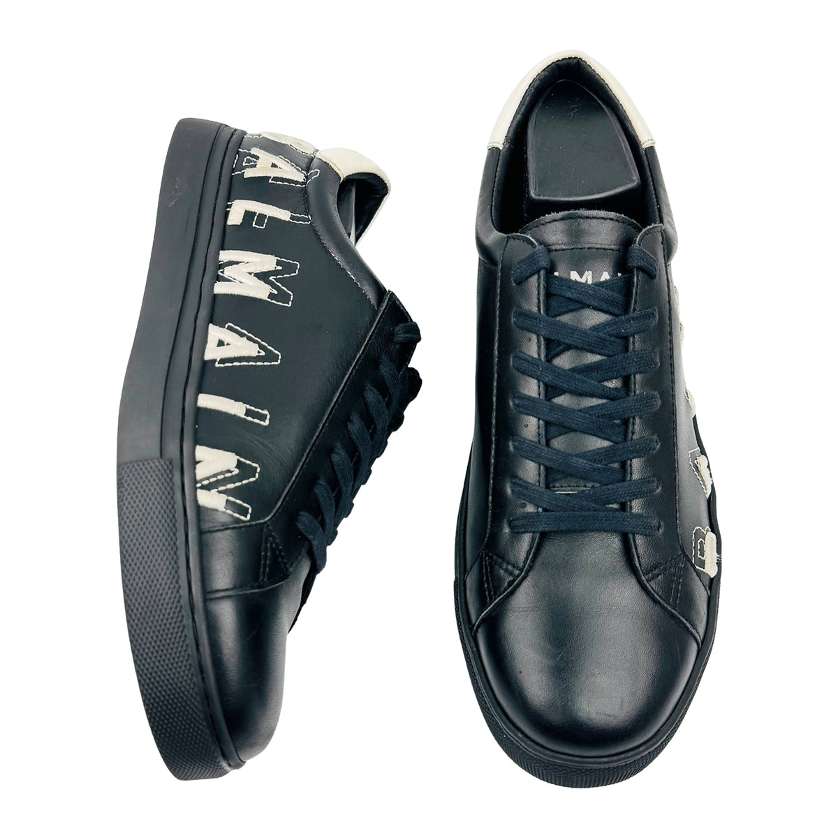 Balmain Paris Black White Logo Print Sneakers (Size 41)