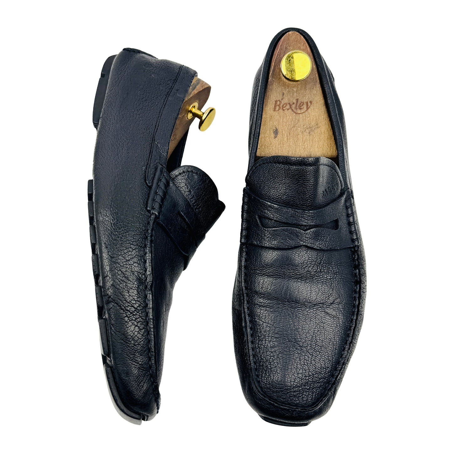 Bally Black Pebbled Leather Penny Loafers (Size 42)