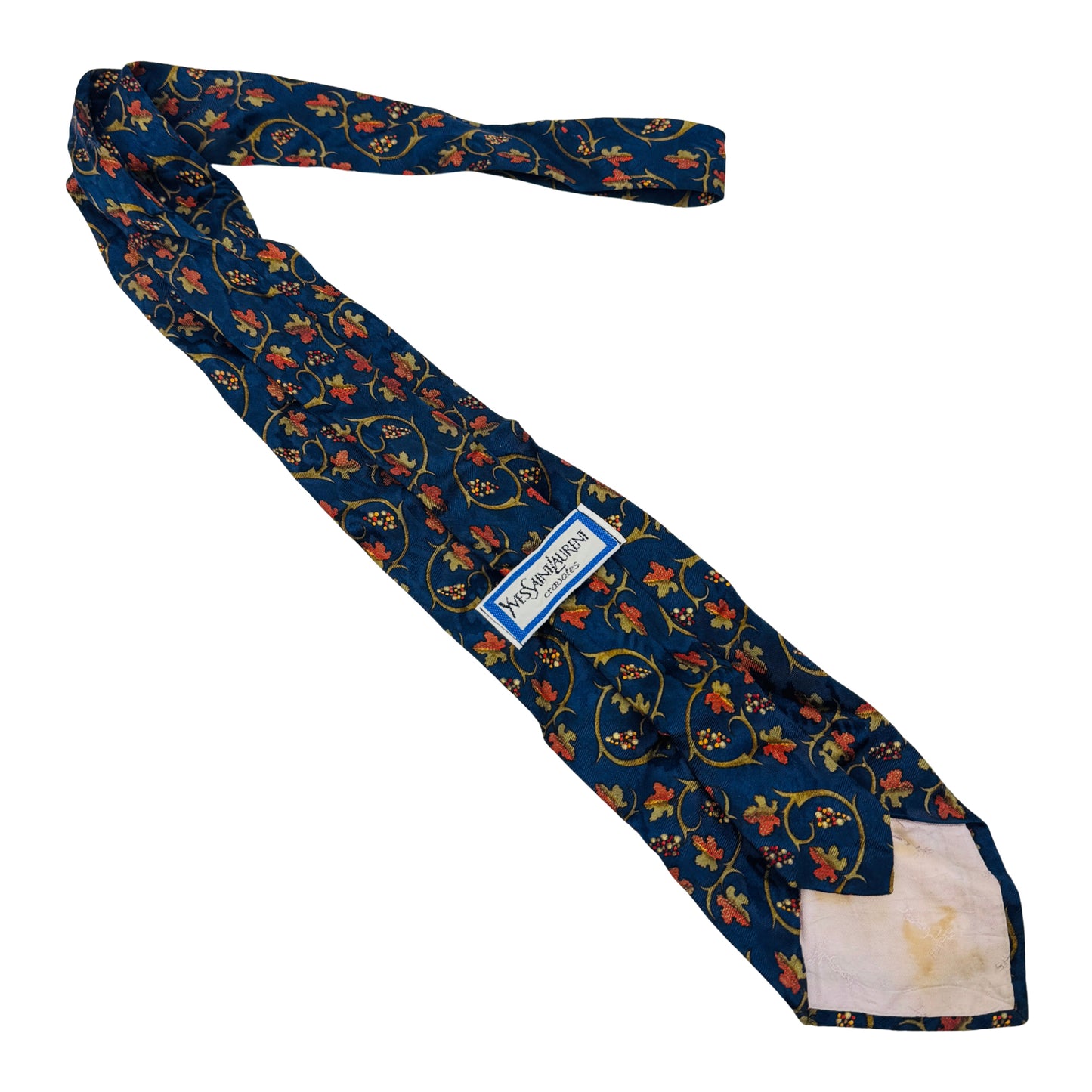 Yves Saint Laurent Deep Navy 'Vine Motifs' Tie (Size Regular)