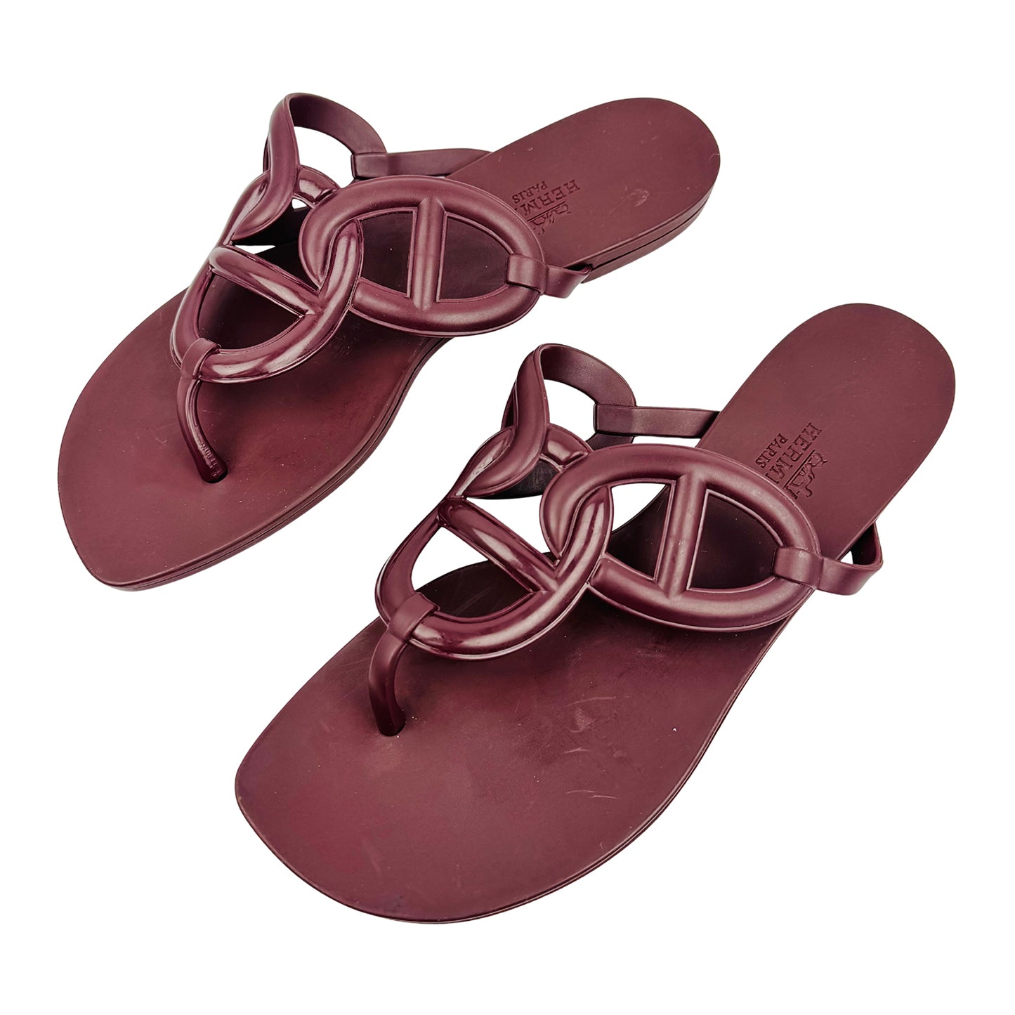 Hermès Women's Egerie 'Burgundy' Sandal Slippers (Size 37)