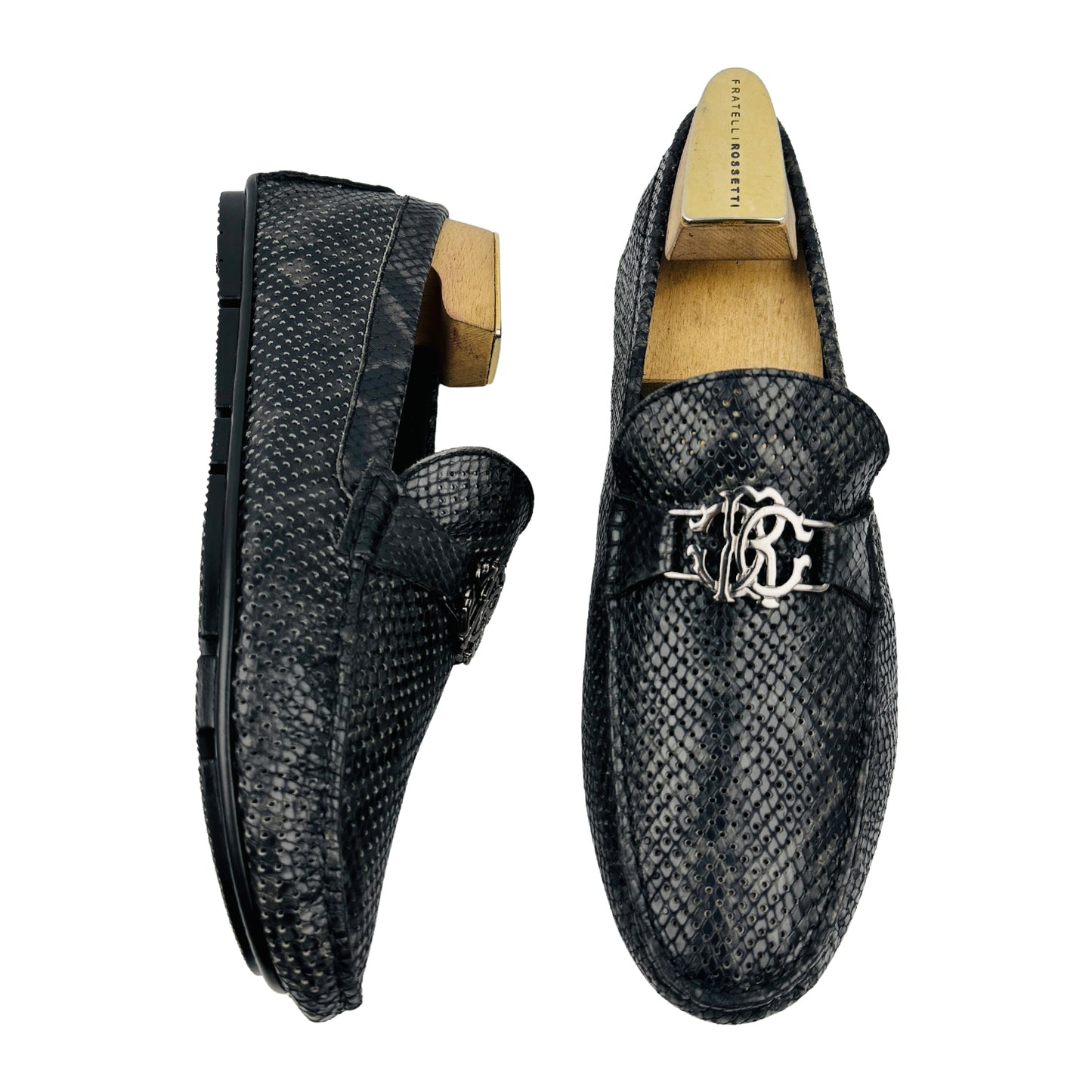 Roberto Cavalli Snake Embossed Leather Loafers (Size 44/44.5)