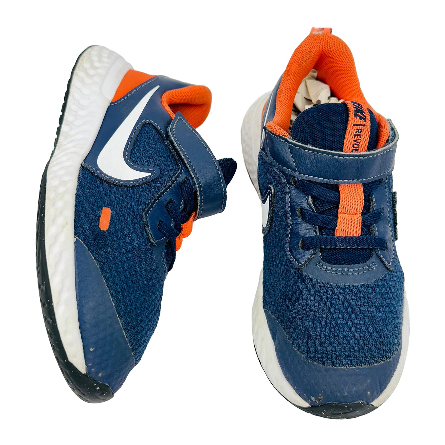 One Front One Cross image of Nike Kid's Revolution 5 Shoes (Size 31) - BQ5672-410