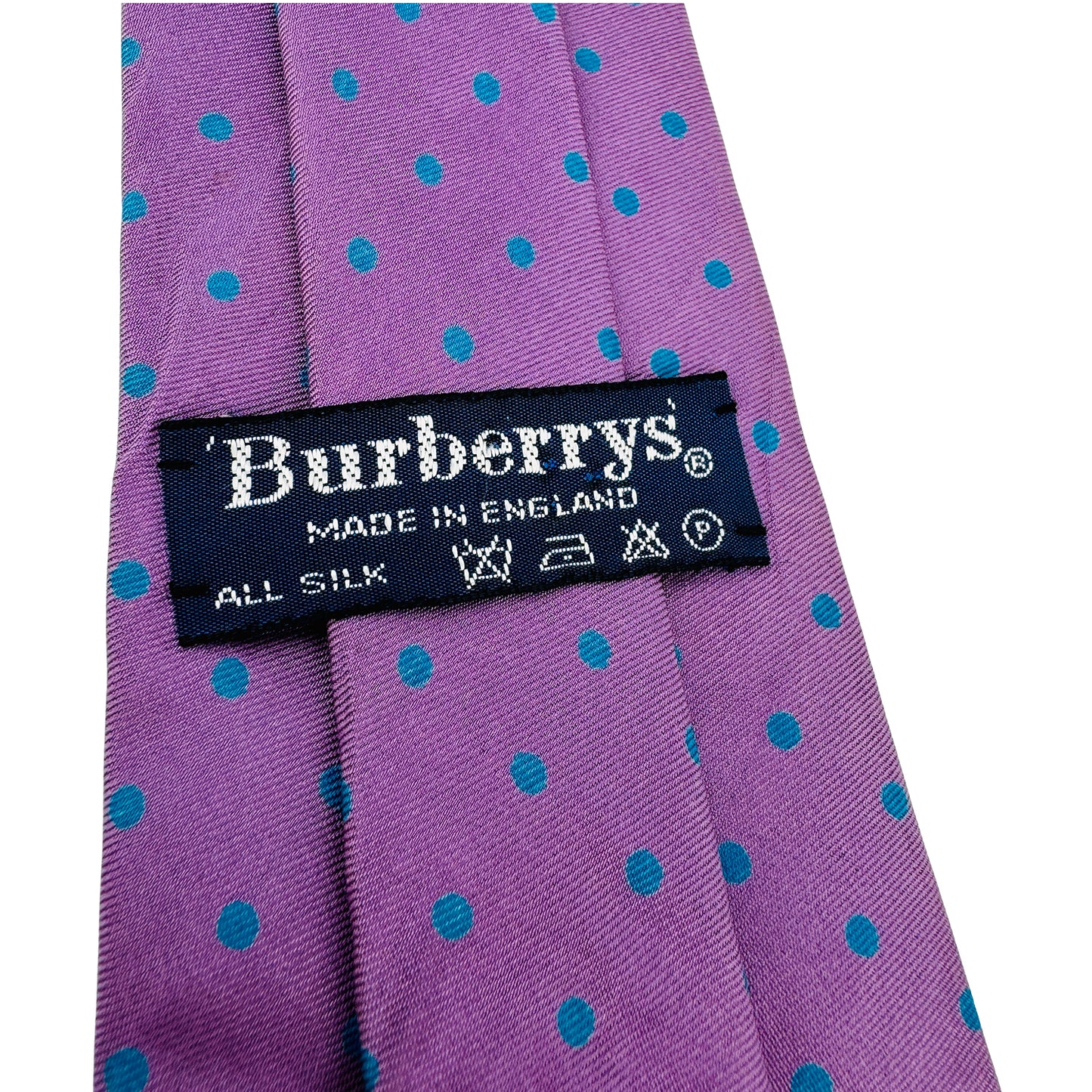 Burberry Purple Base 'Turquoise Polka Dots' Silk Tie