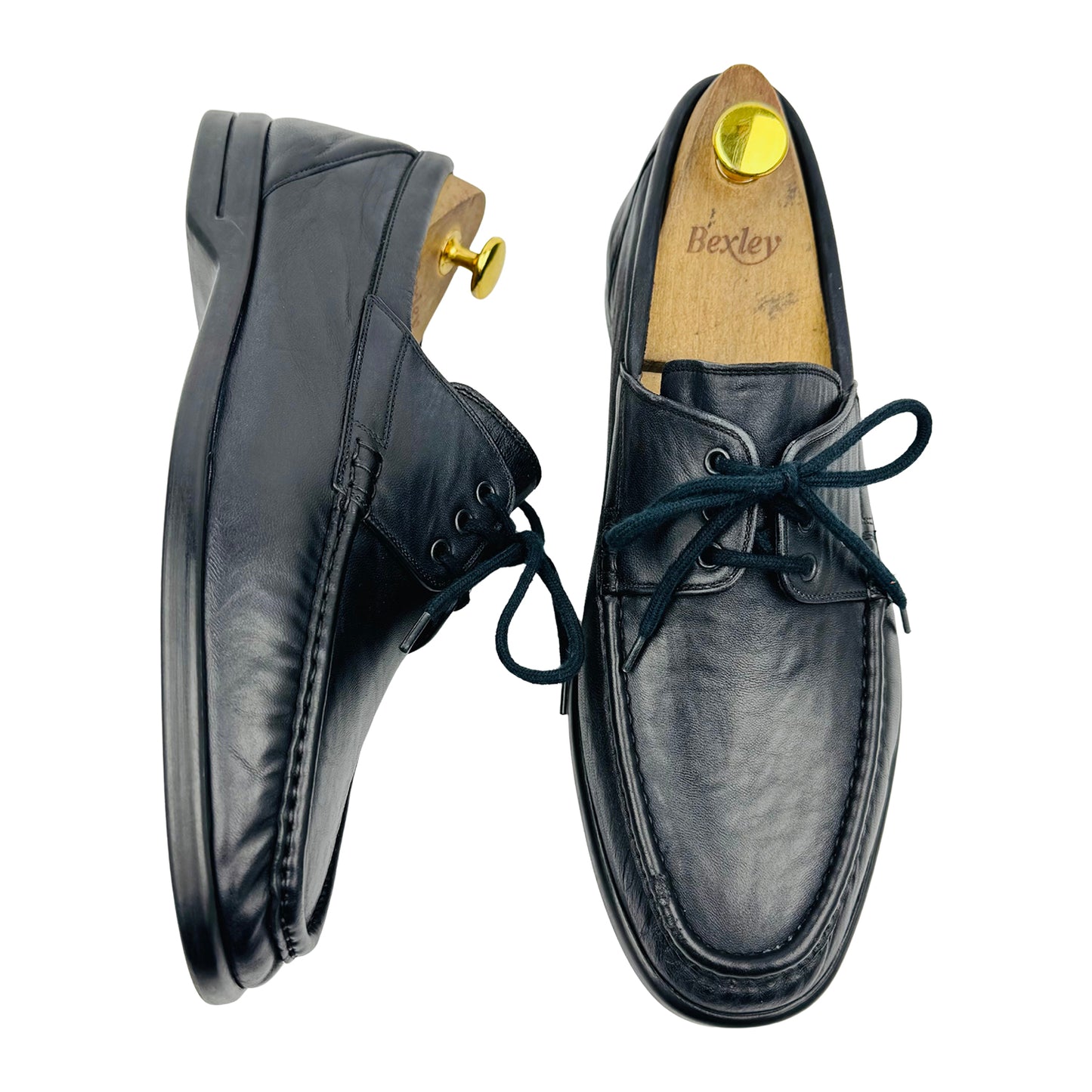 Bally Men's Black Leather Boat Shoes (Size 42.5)