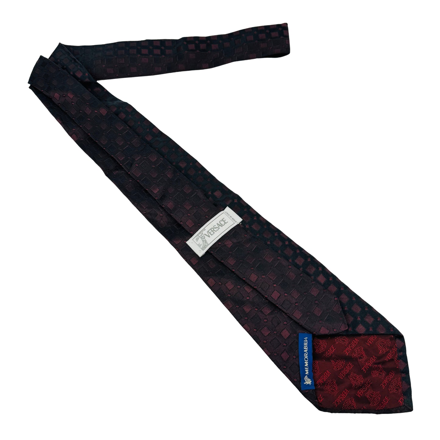 Versace Black 'Geometric Square Pattern' Tie (Size Regular)