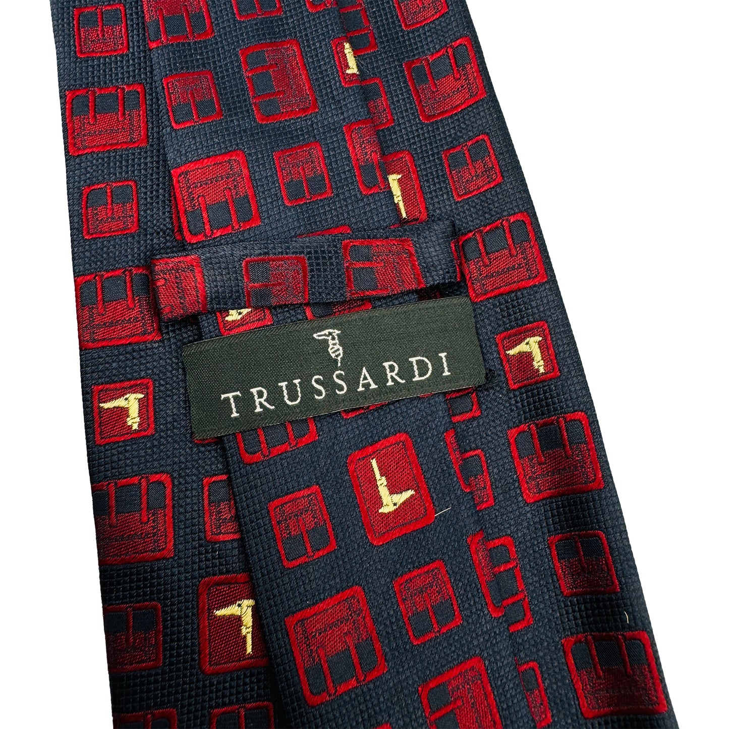 Trussardi Navy 'Geometric Motifs' Silk Tie (Size Regular)
