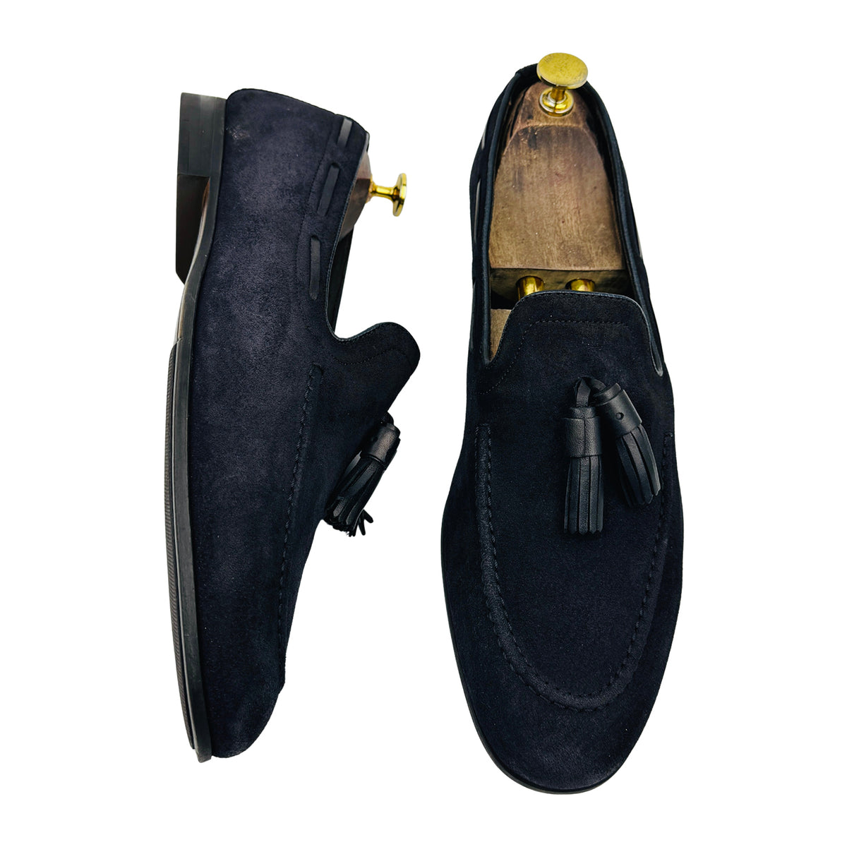 Zara Dark Navy Suede Tassel Loafers (Size 43)