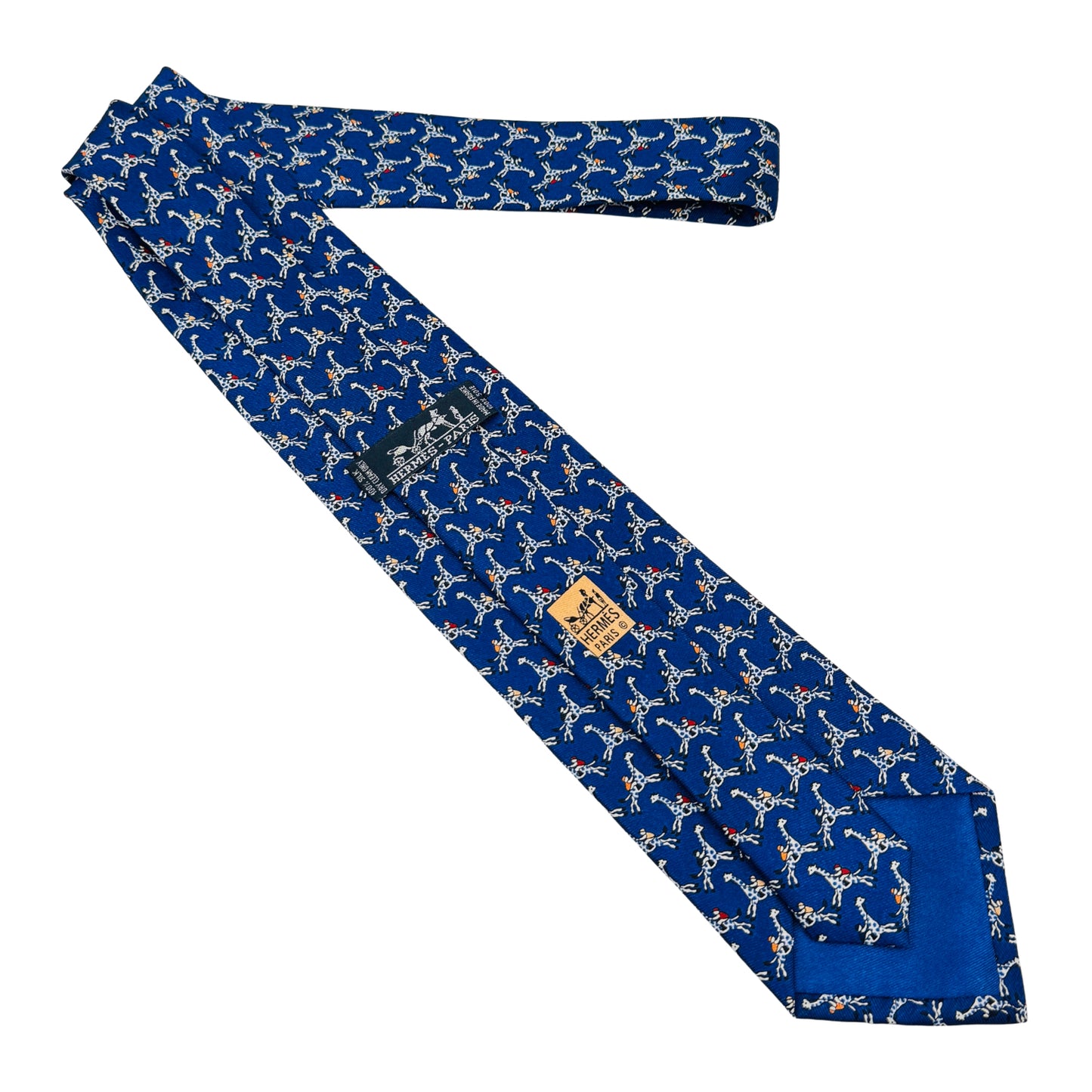 Hermès Cobalt Blue 'White Giraffe Pattern' Tie (Size Regular)