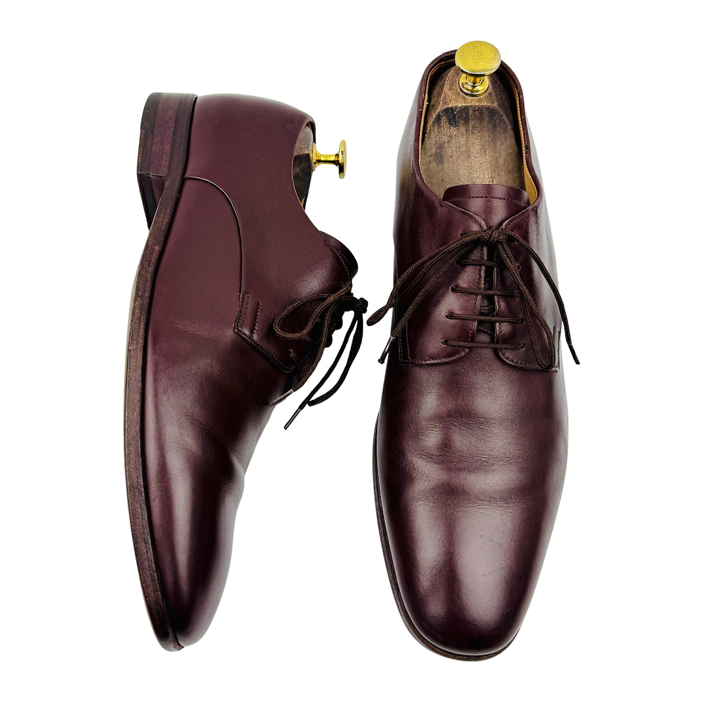 Bally Men's Burgundy Leather Derby Shoes (Size 42)