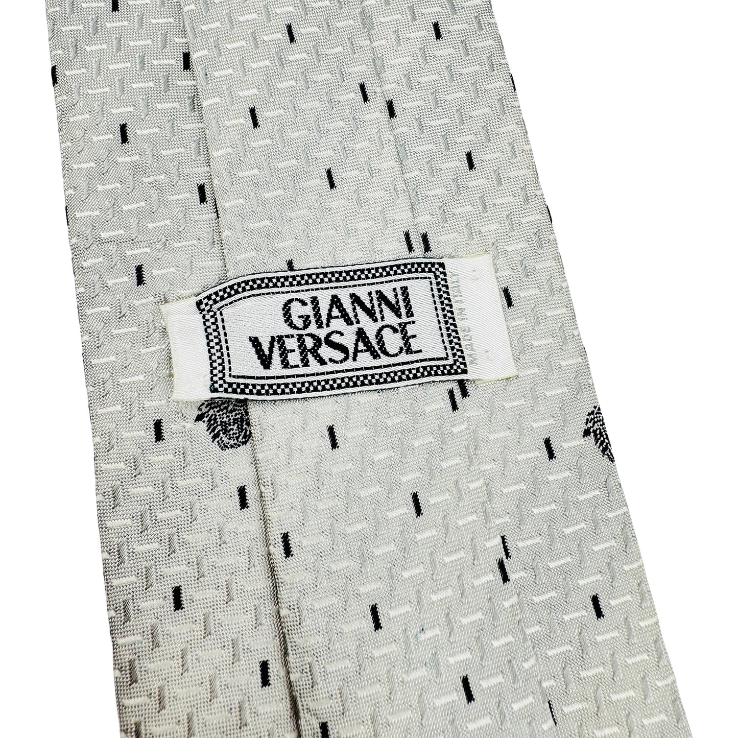 Versace Cream 'Black Motifs' Tie (Size Regular)